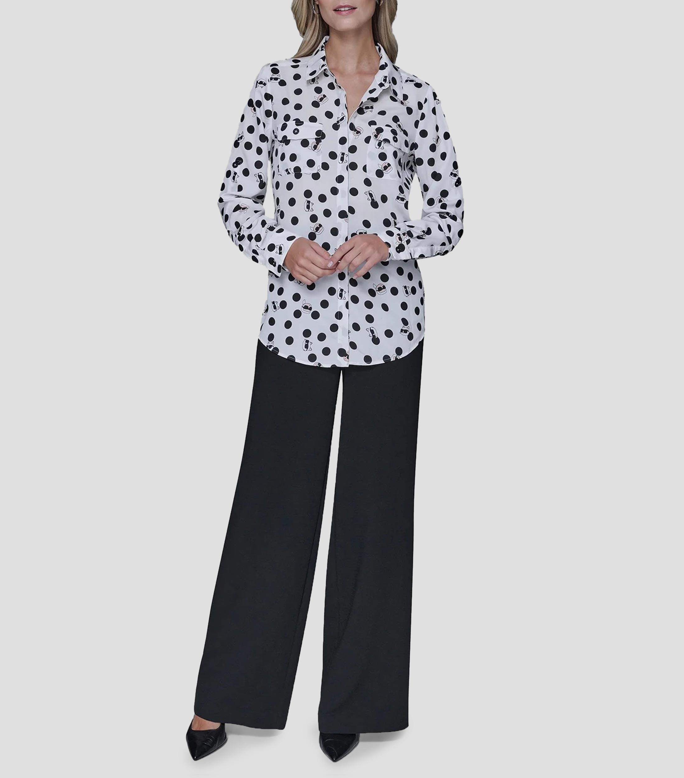 Camisa estampada manga larga Mujer