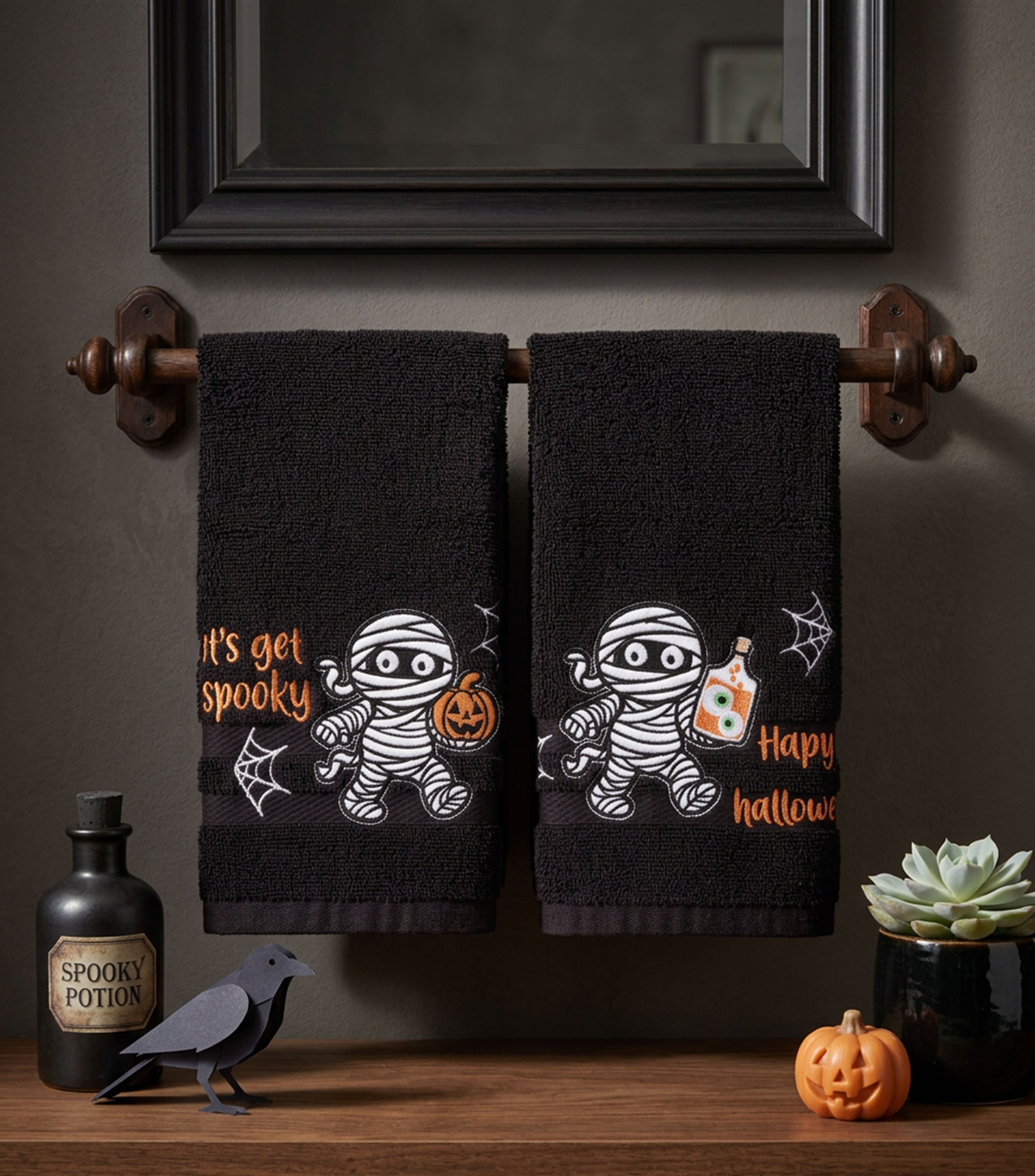Set Toallas de manos Bordadas Pullman Get Spooky