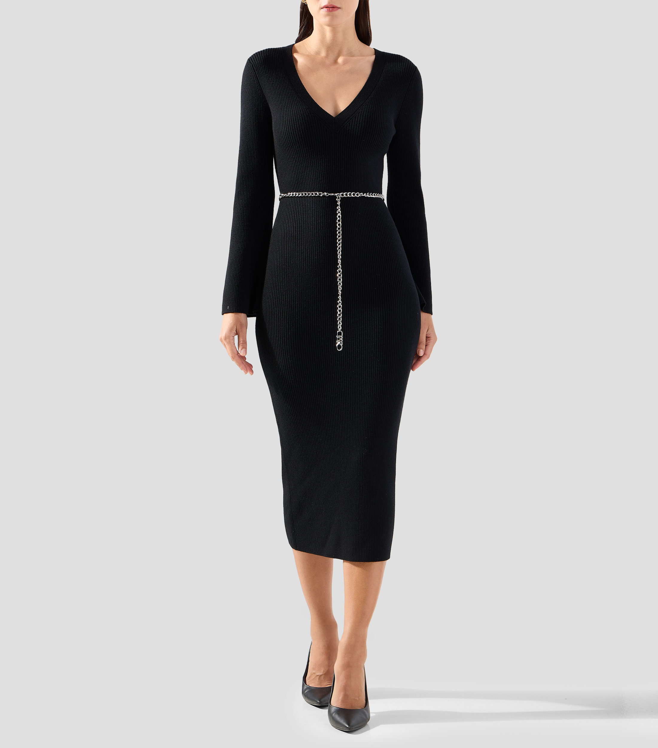 Vestido largo manga larga liso Mujer