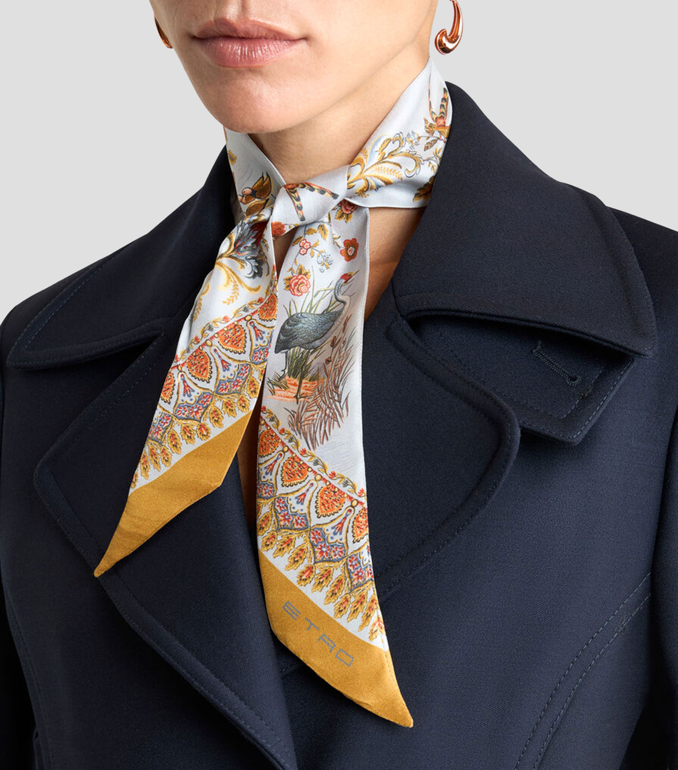Pañuelo en seda multicolor estampado Hombre