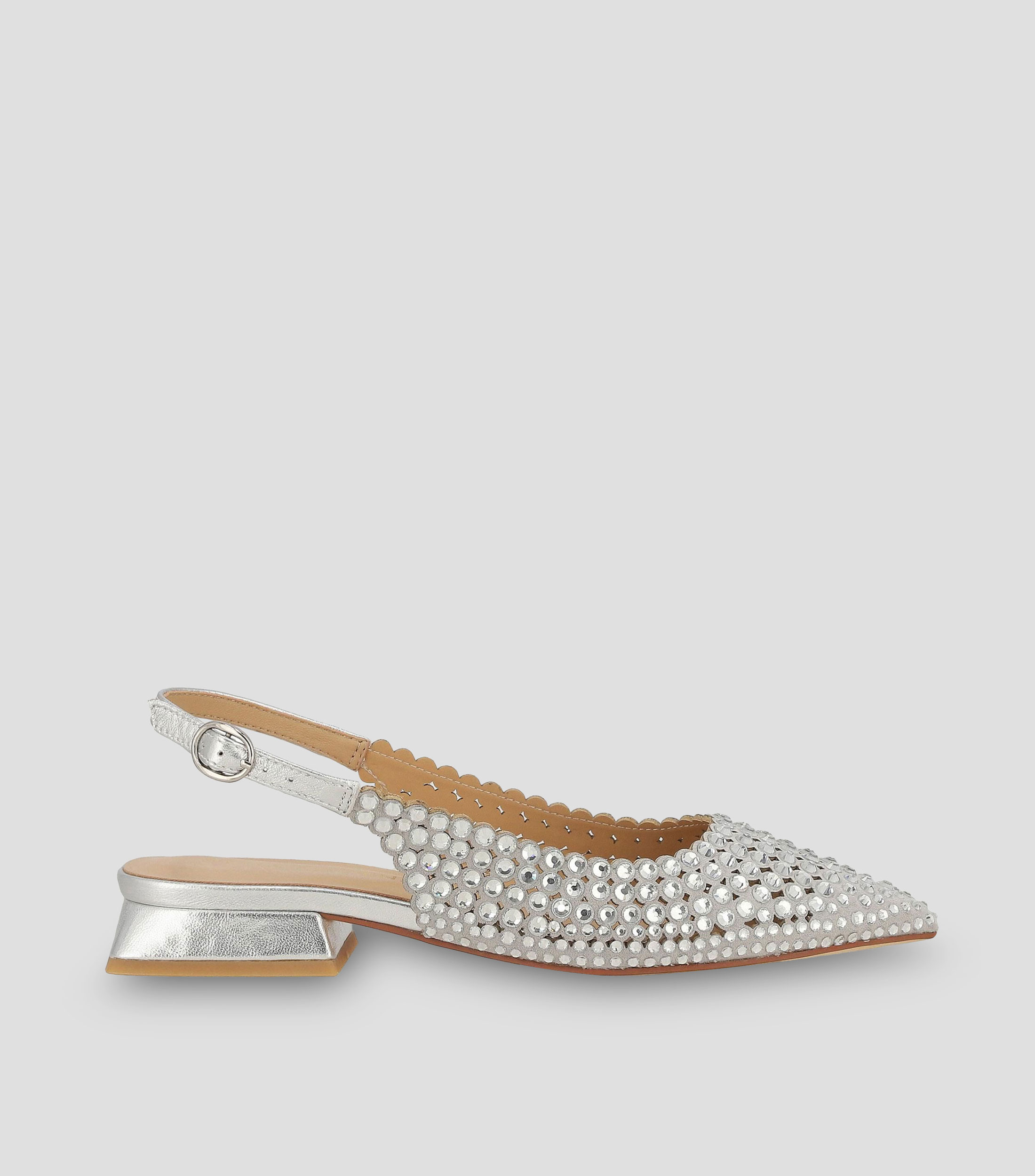 Zapatillas slingback con tacón ancho bajo Mujer