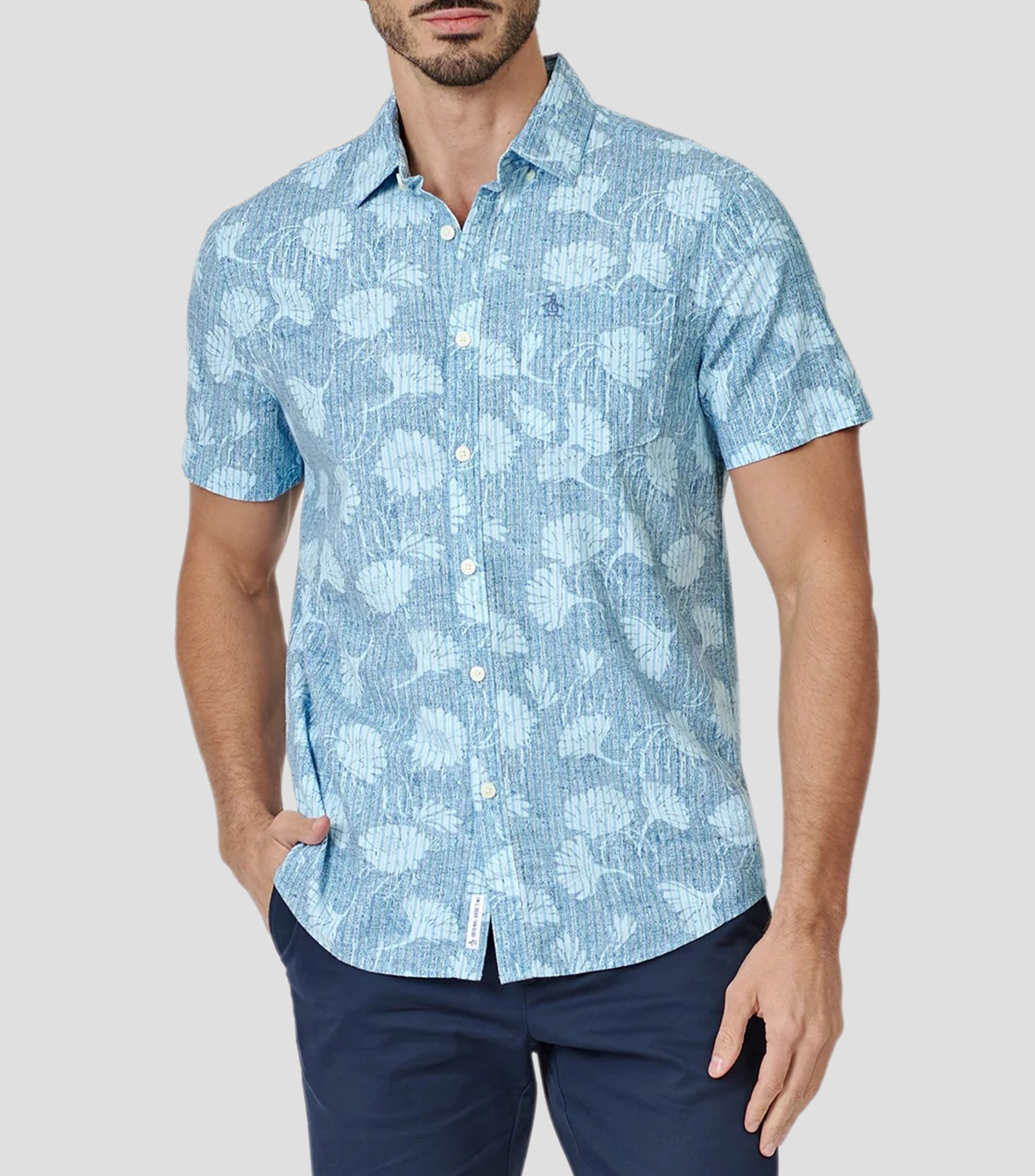 Camisa Hawaiana estampada manga corta Hombre