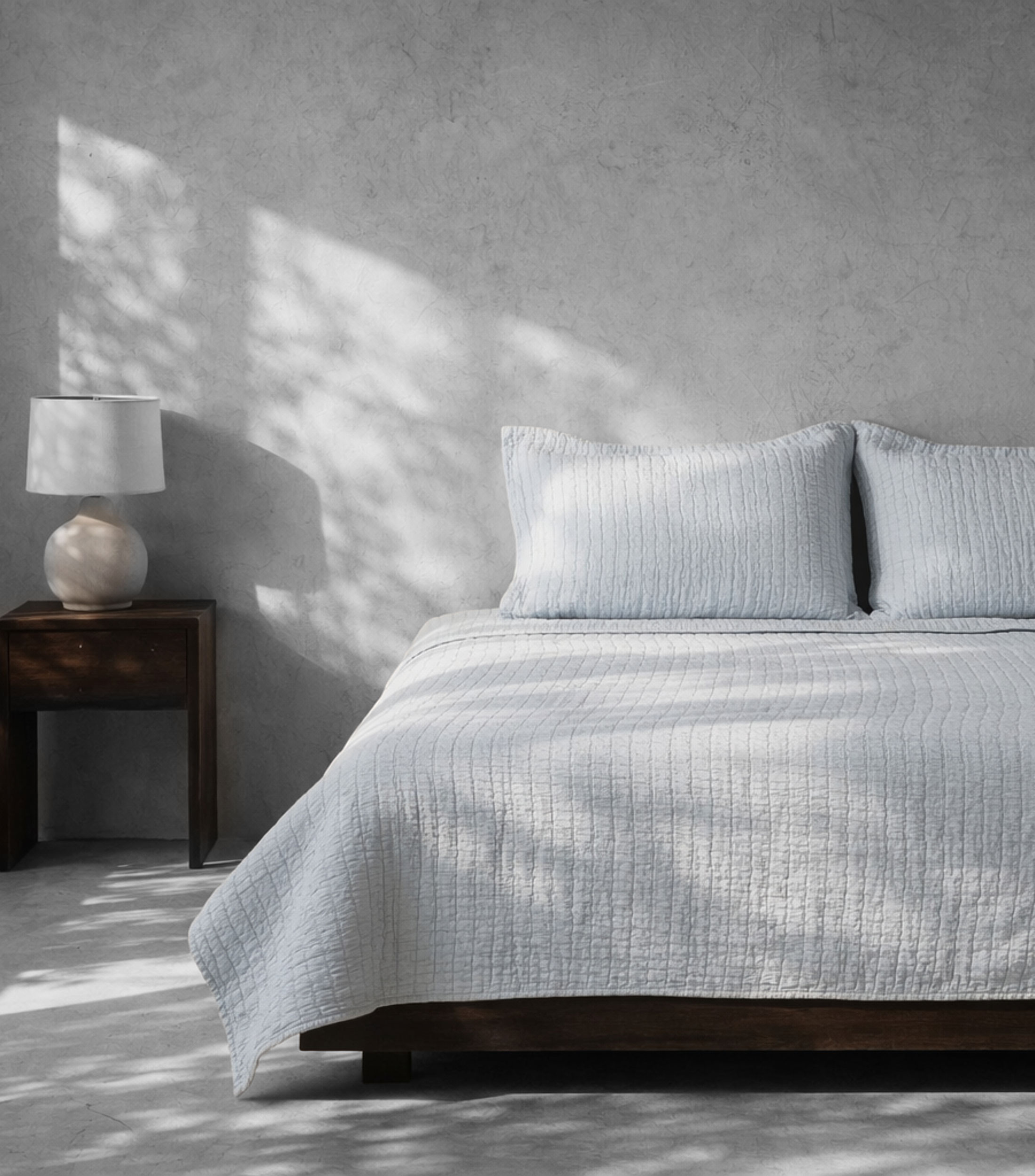 Colcha Matrimonial/Queen Size en algodón Minimal azul