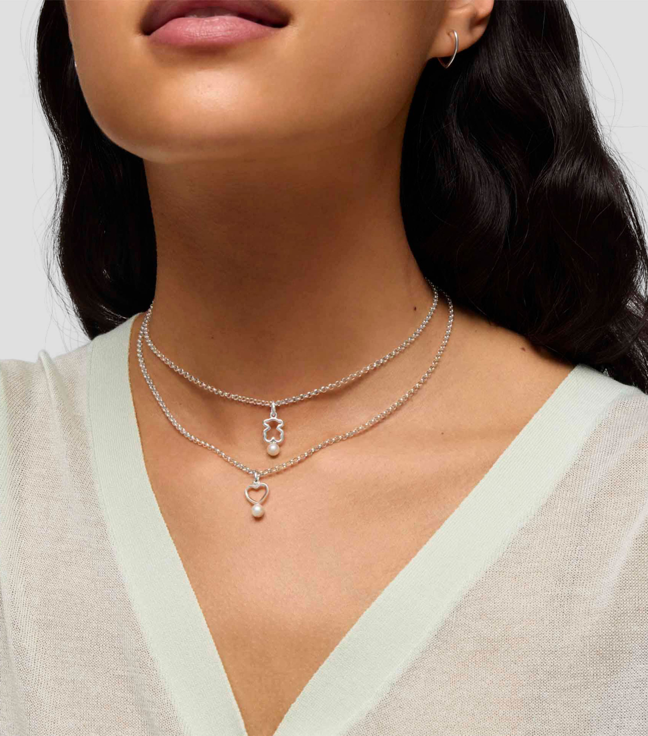Dije de oso en plata .925 New Silueta con perla Mujer
