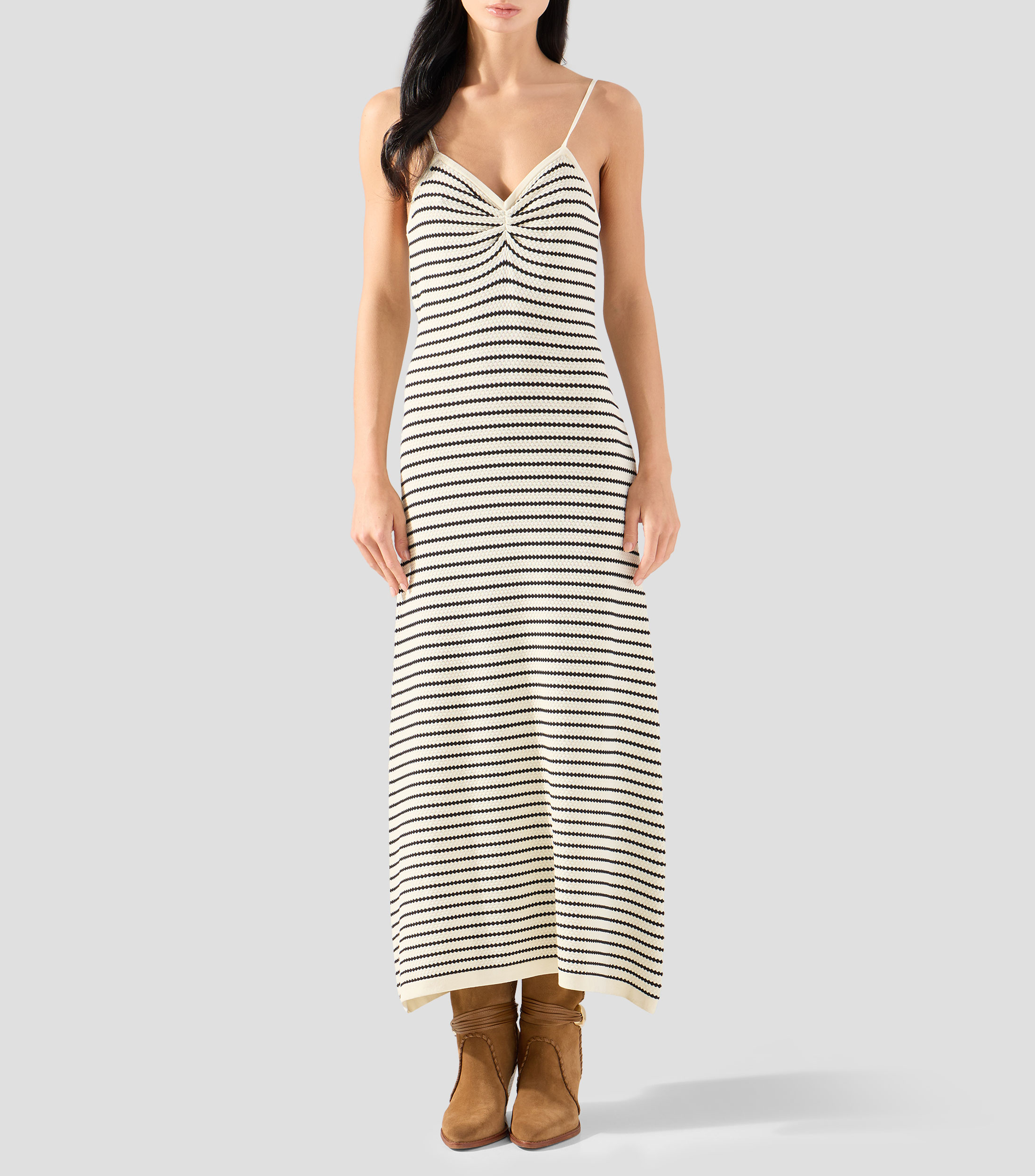 Vestido largo con rayas Mujer