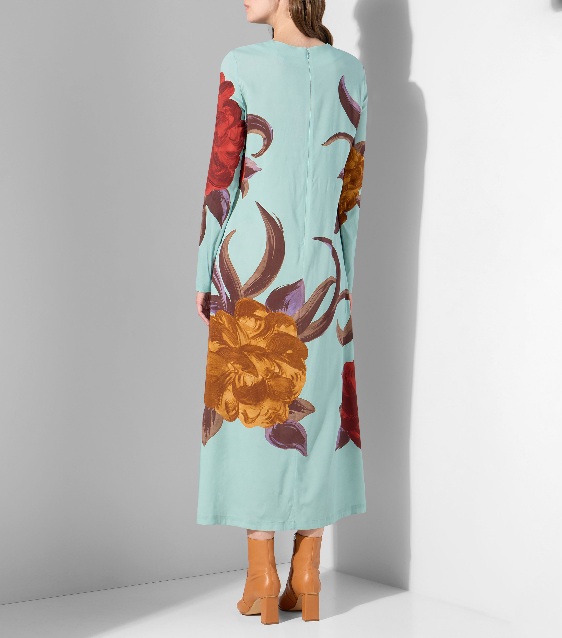 Vestido largo con manga larga estampado Mujer