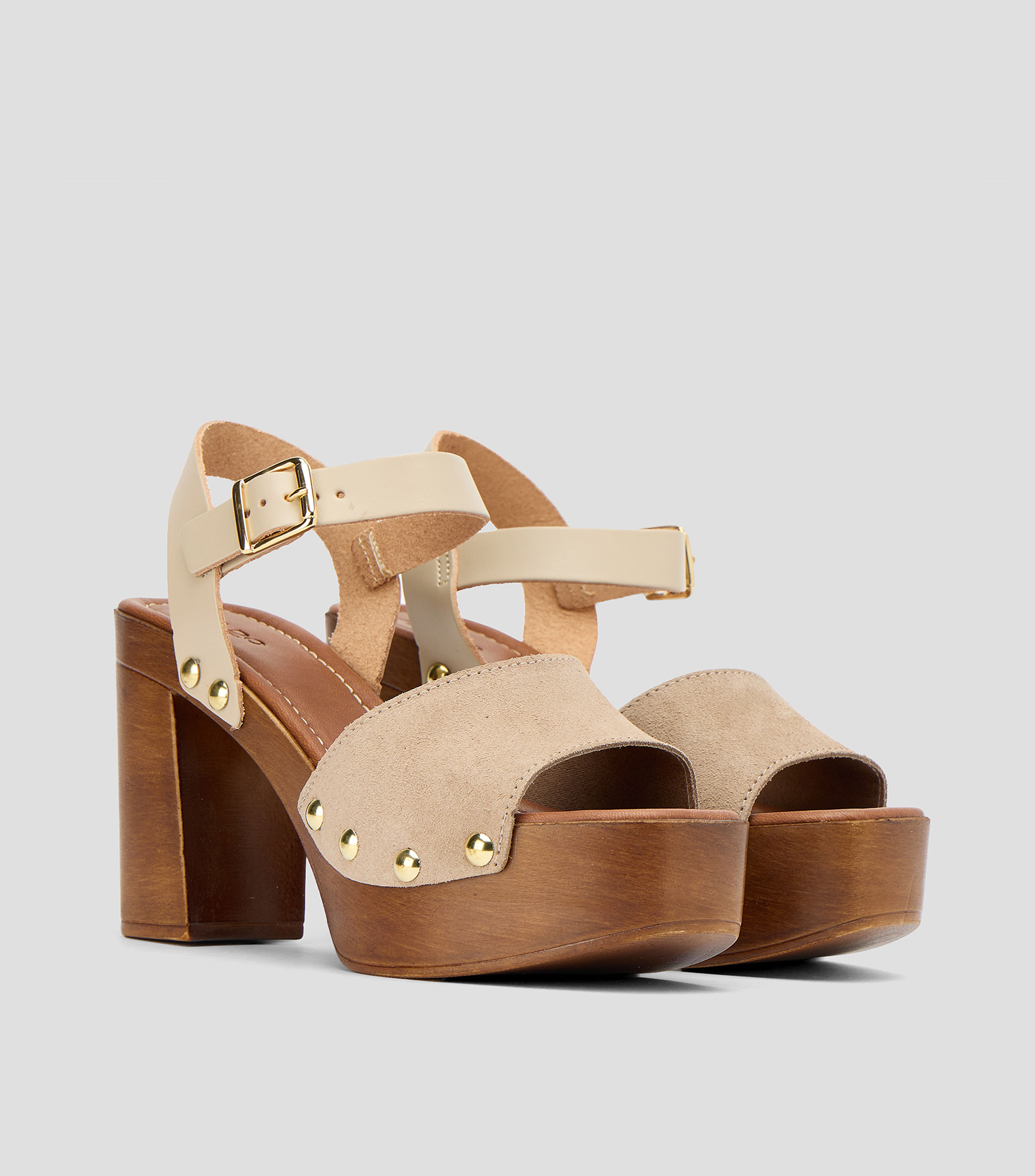 Sandalias con tacón alto y ancho Mujer