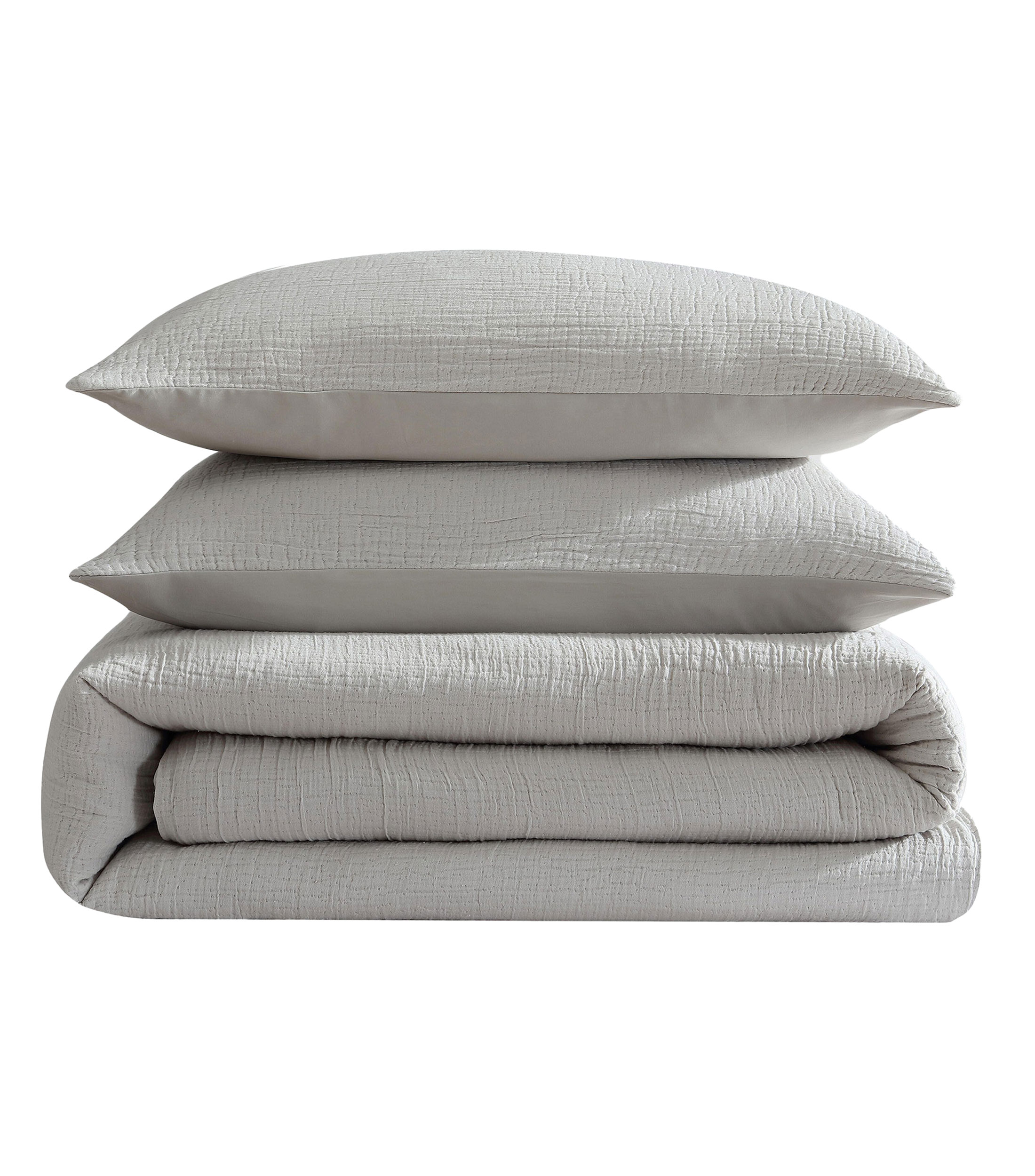 Juego de Funda para Duvet King Size de algodón Washed Texture gris