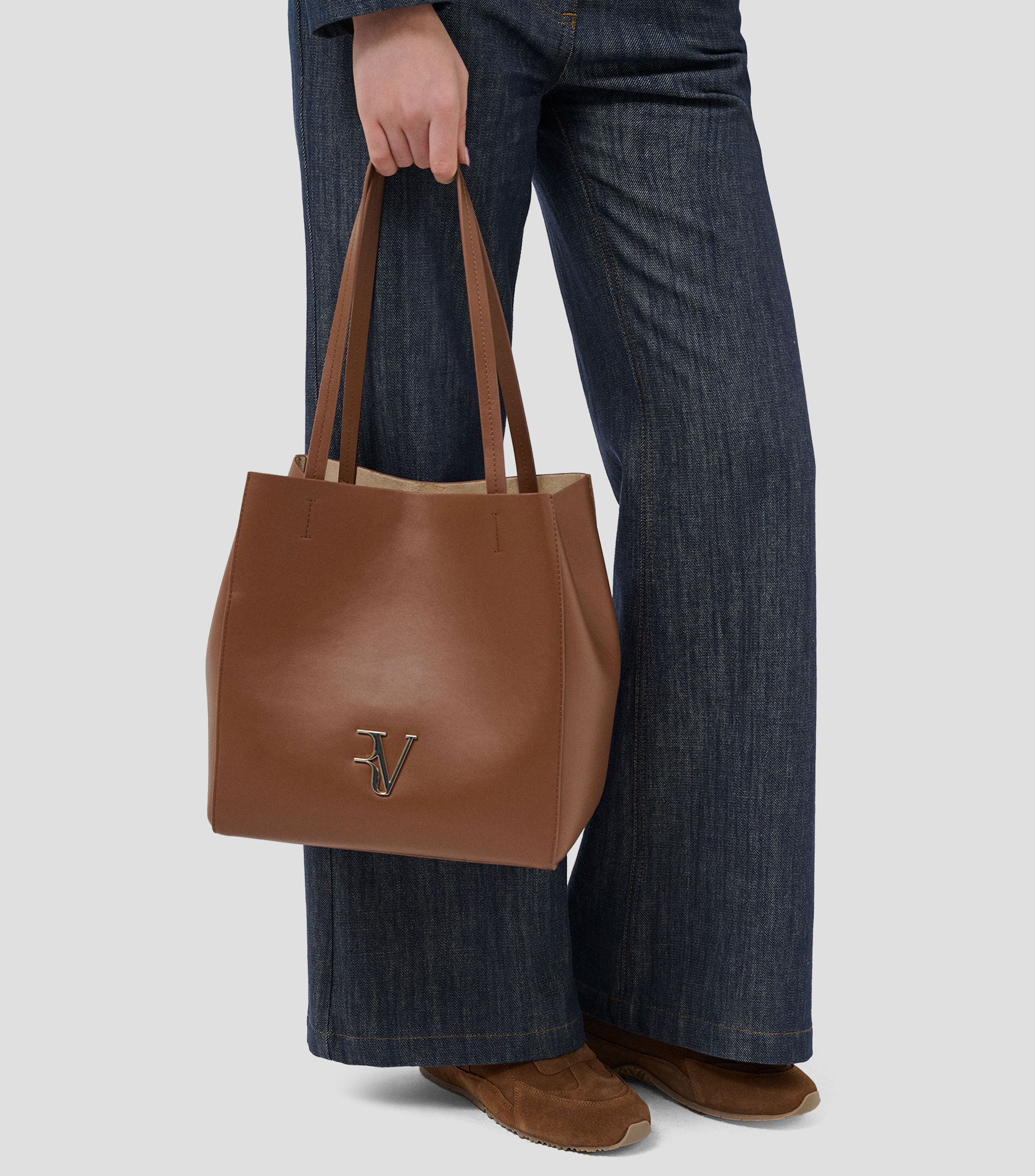 Bolsa tote cámel en piel Bruna Maxi lisa Mujer