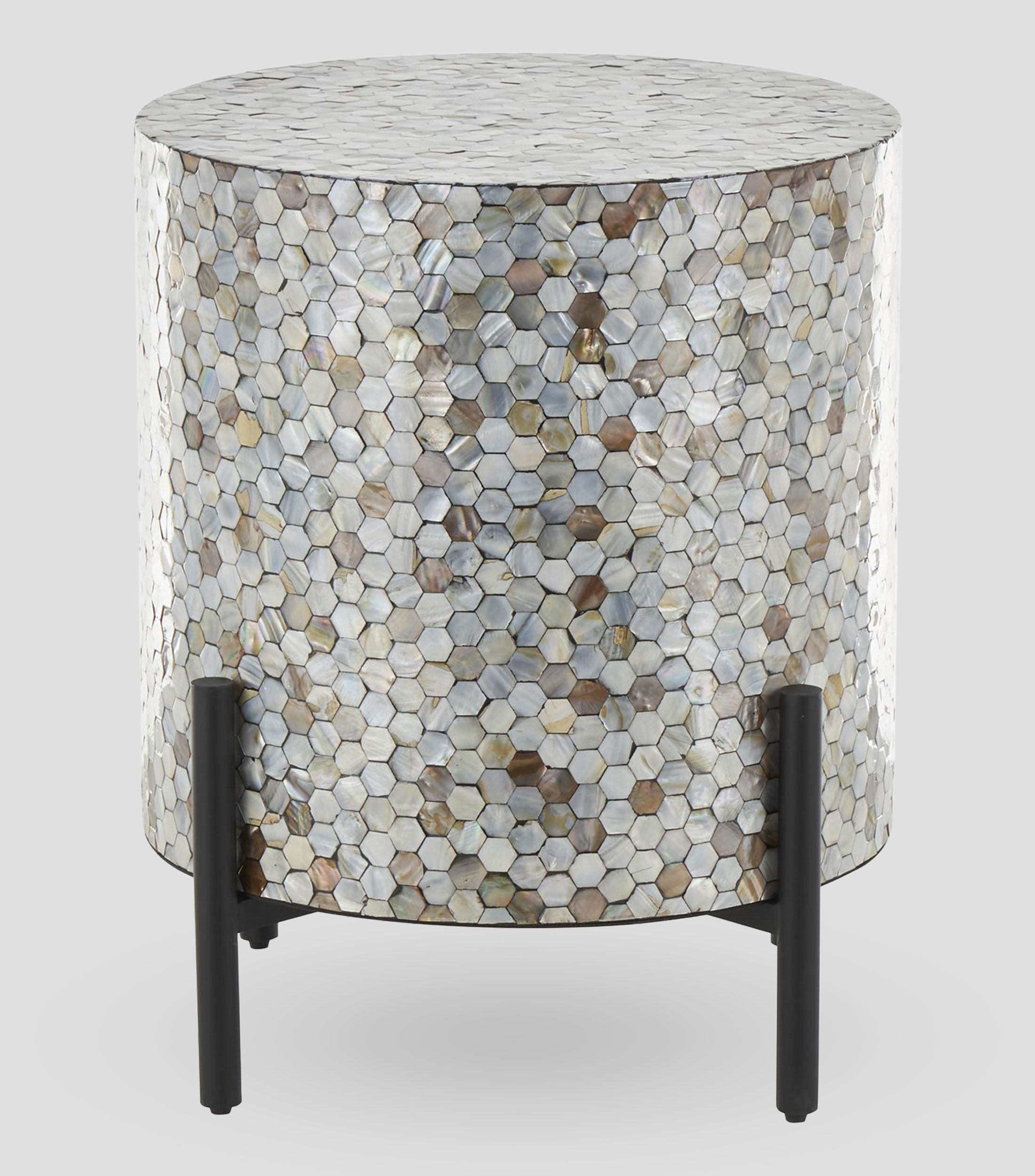 Mesa auxiliar en concha nácar y metal multicolor