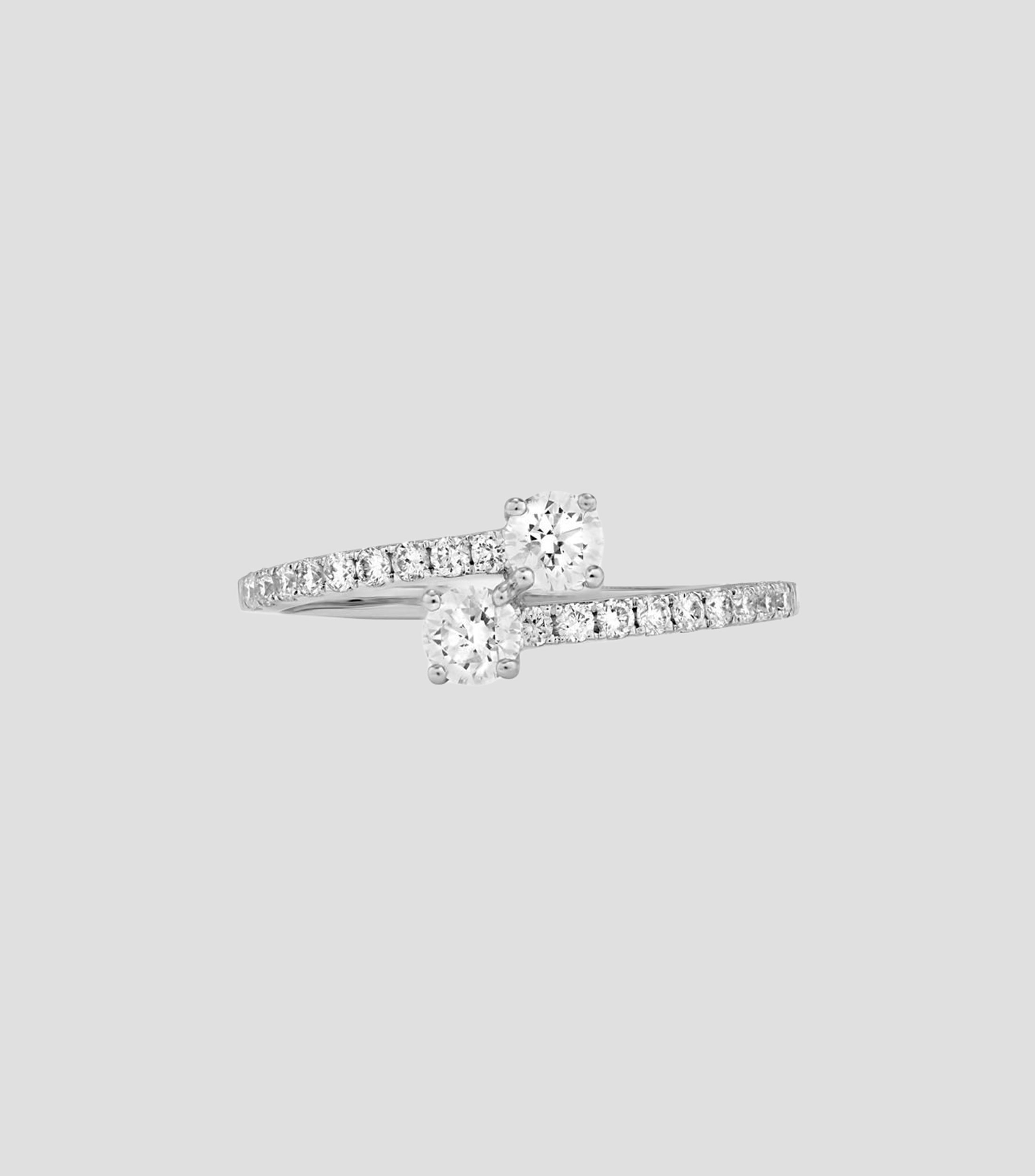 Anillo en Oro blanco de 18 Kilates Tú y Yo con diamantes Mujer