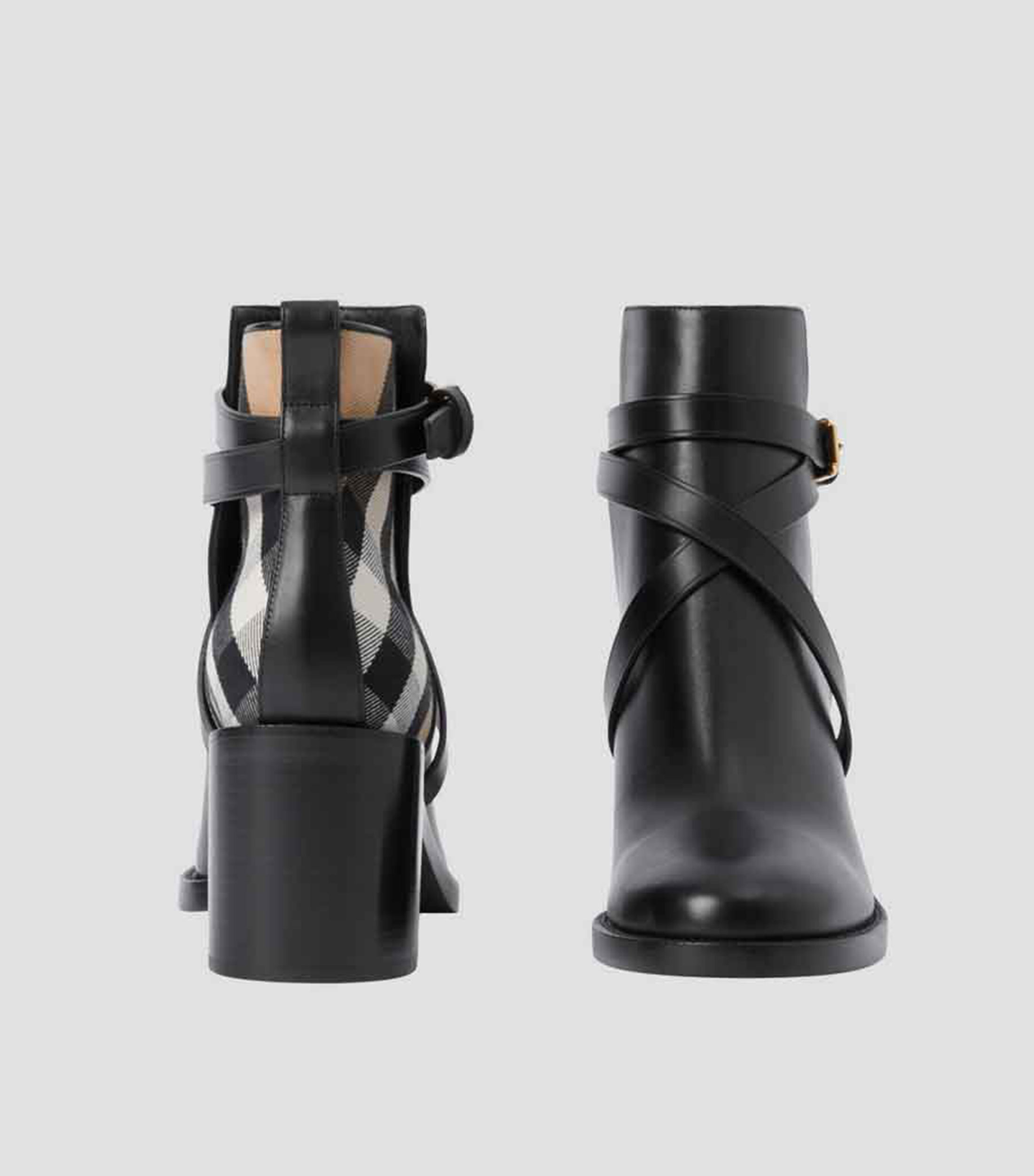 Botines cortos en piel tacón alto ancho Mujer