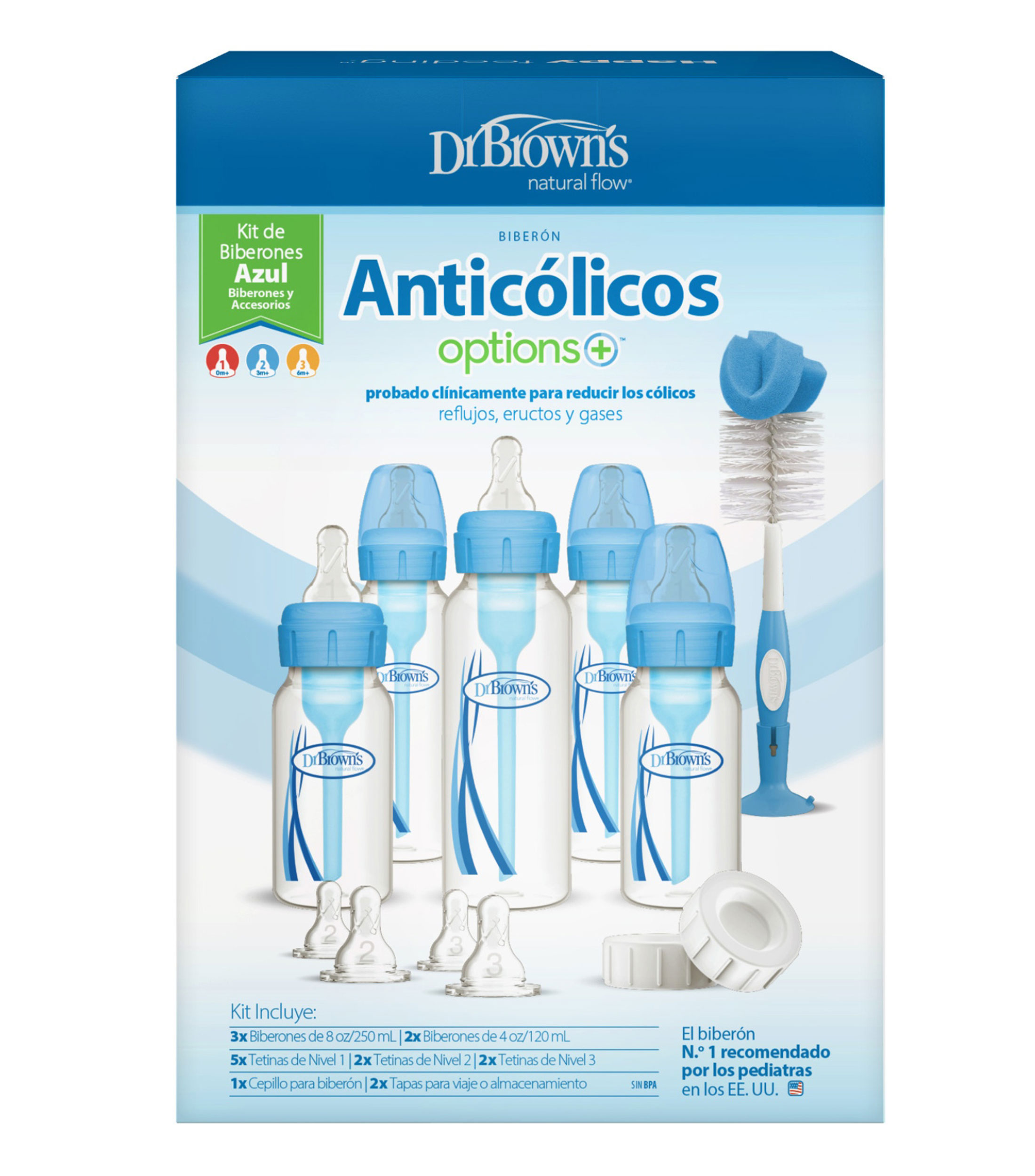 Set 5 biberones Options Azul