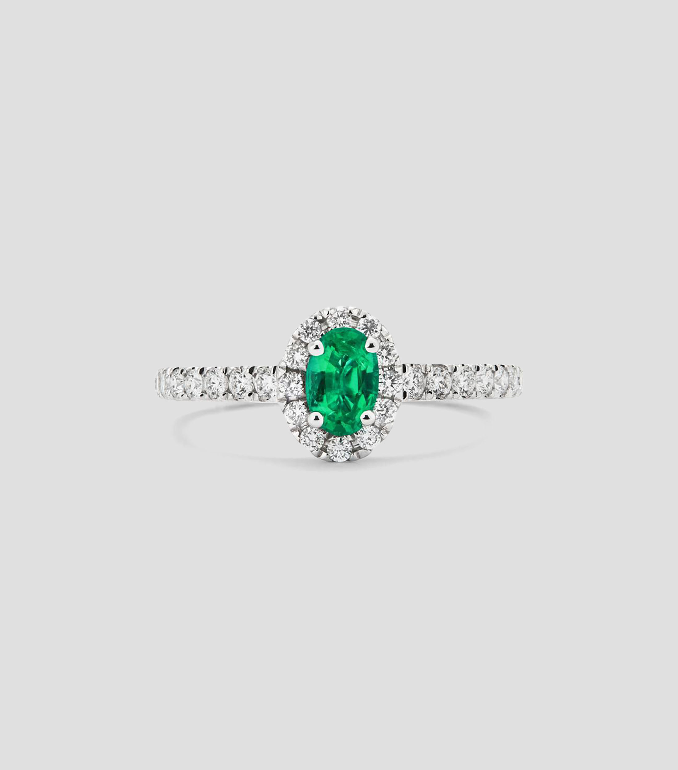Anillo en oro blanco de 18 kilates con esmeralda Mujer