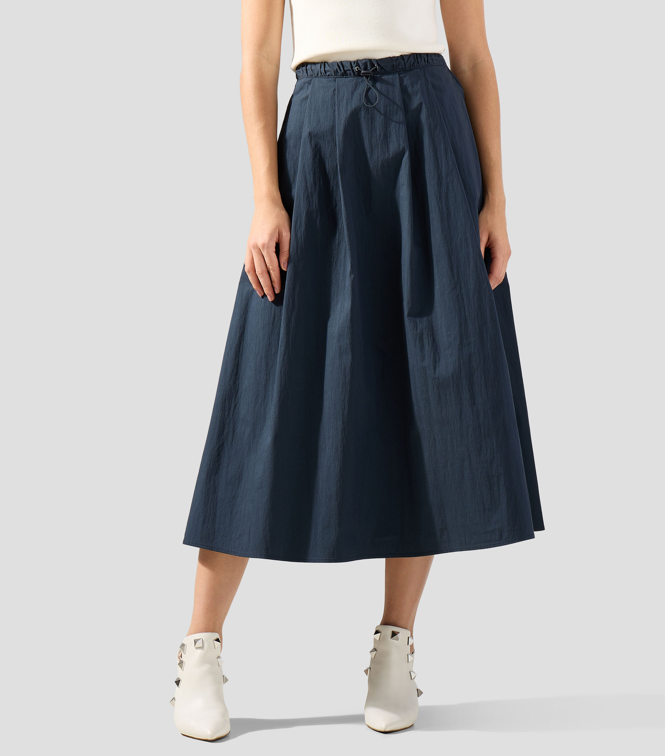 Falda midi de corte regular lisa Mujer