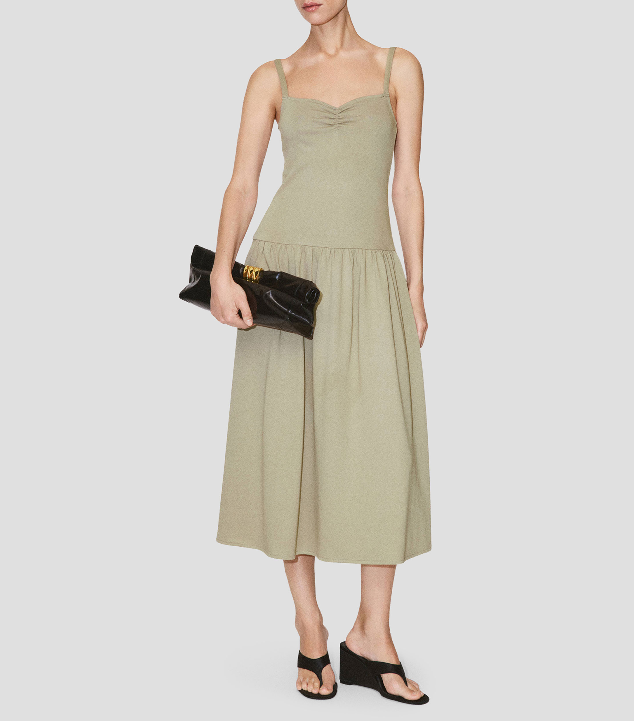 Vestido midi liso Mujer