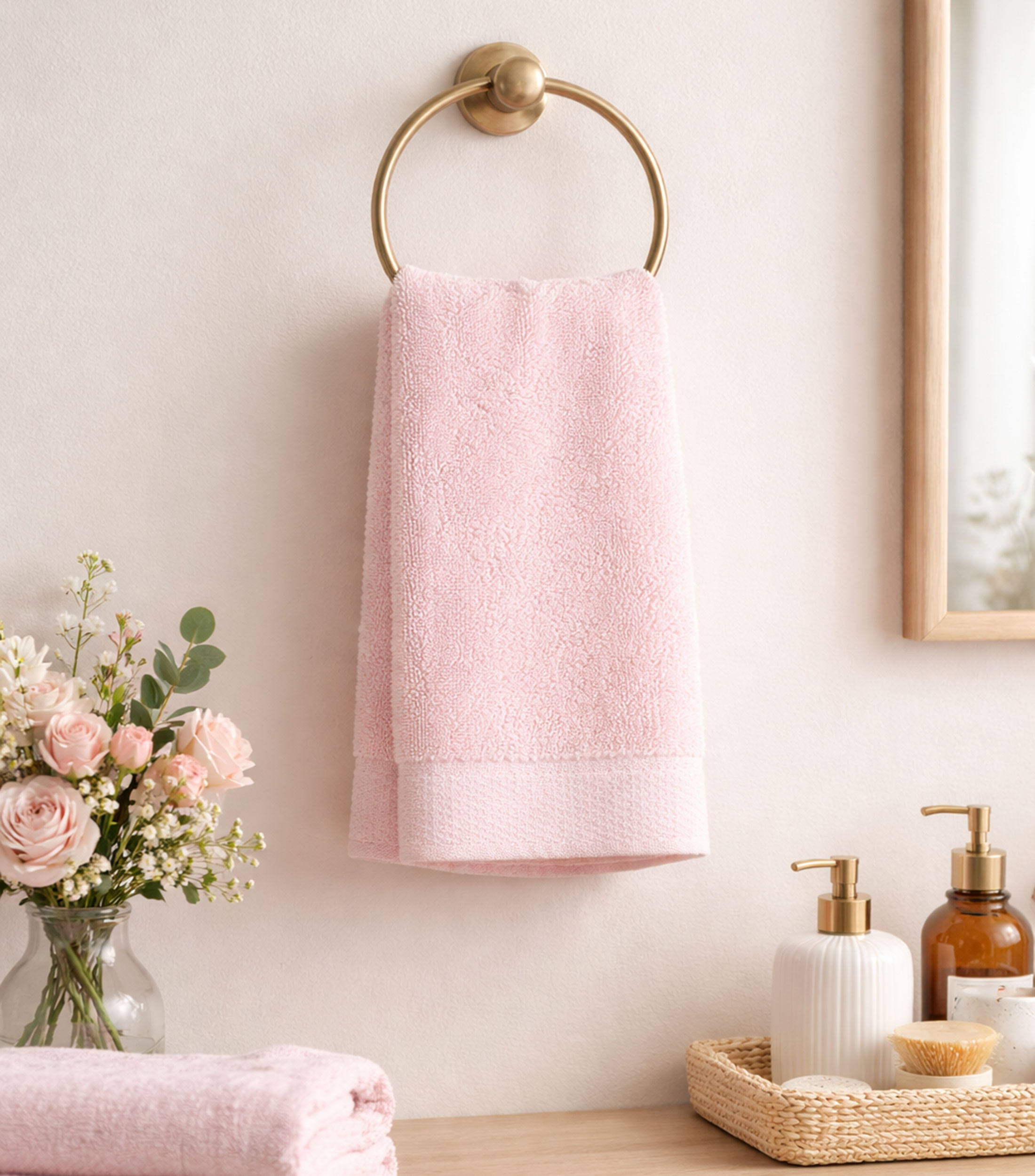 Toalla facial rosa