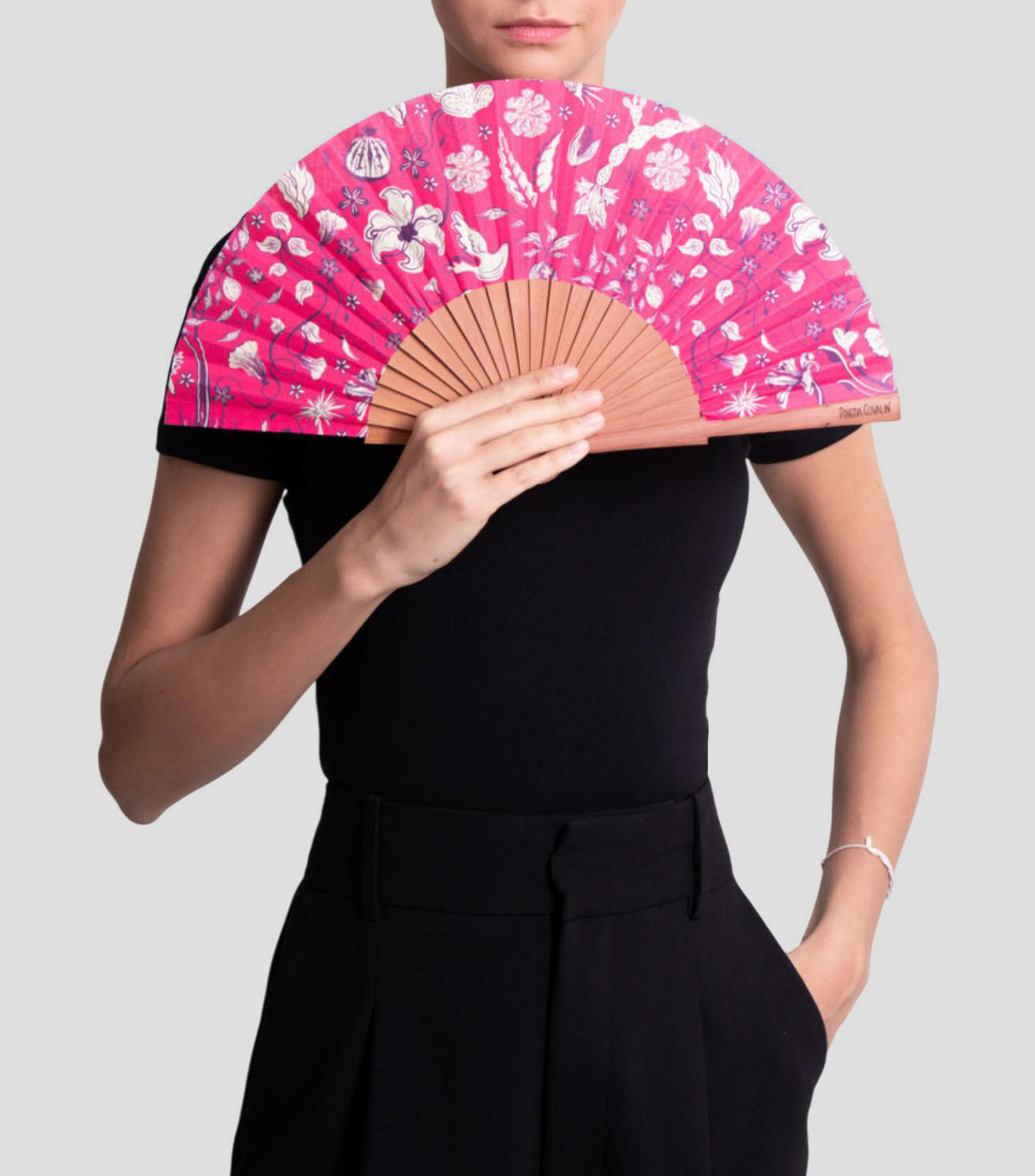 Abanico fucsia Máscaras Mujer