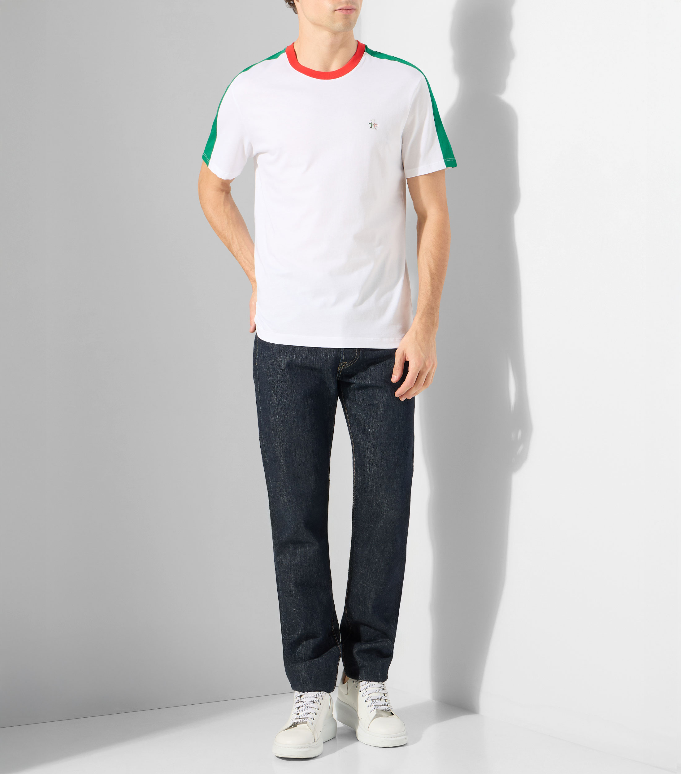 Playera de cuello redondo con manga corta lisa Hombre