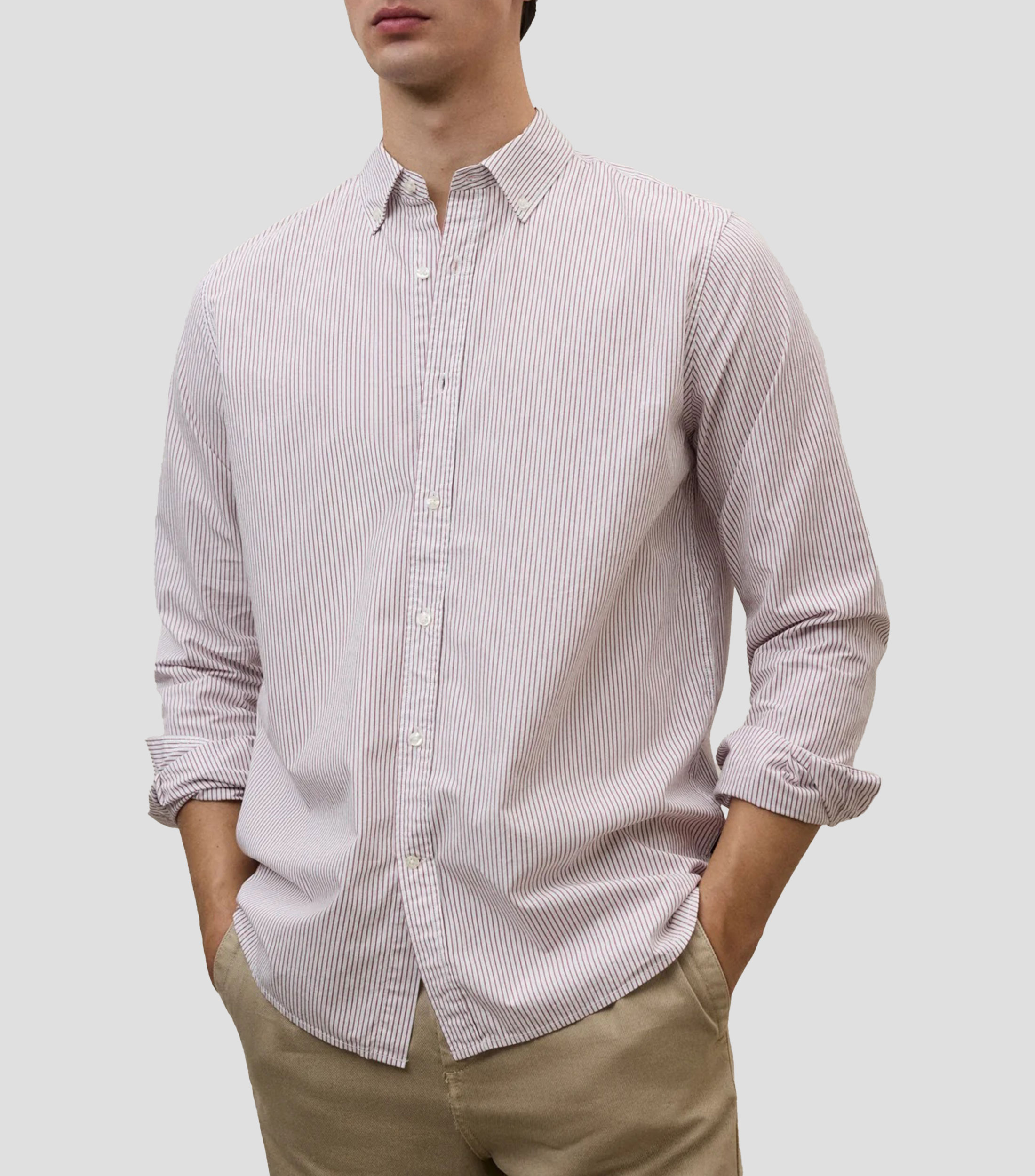 Camisa de rayas manga larga Hombre