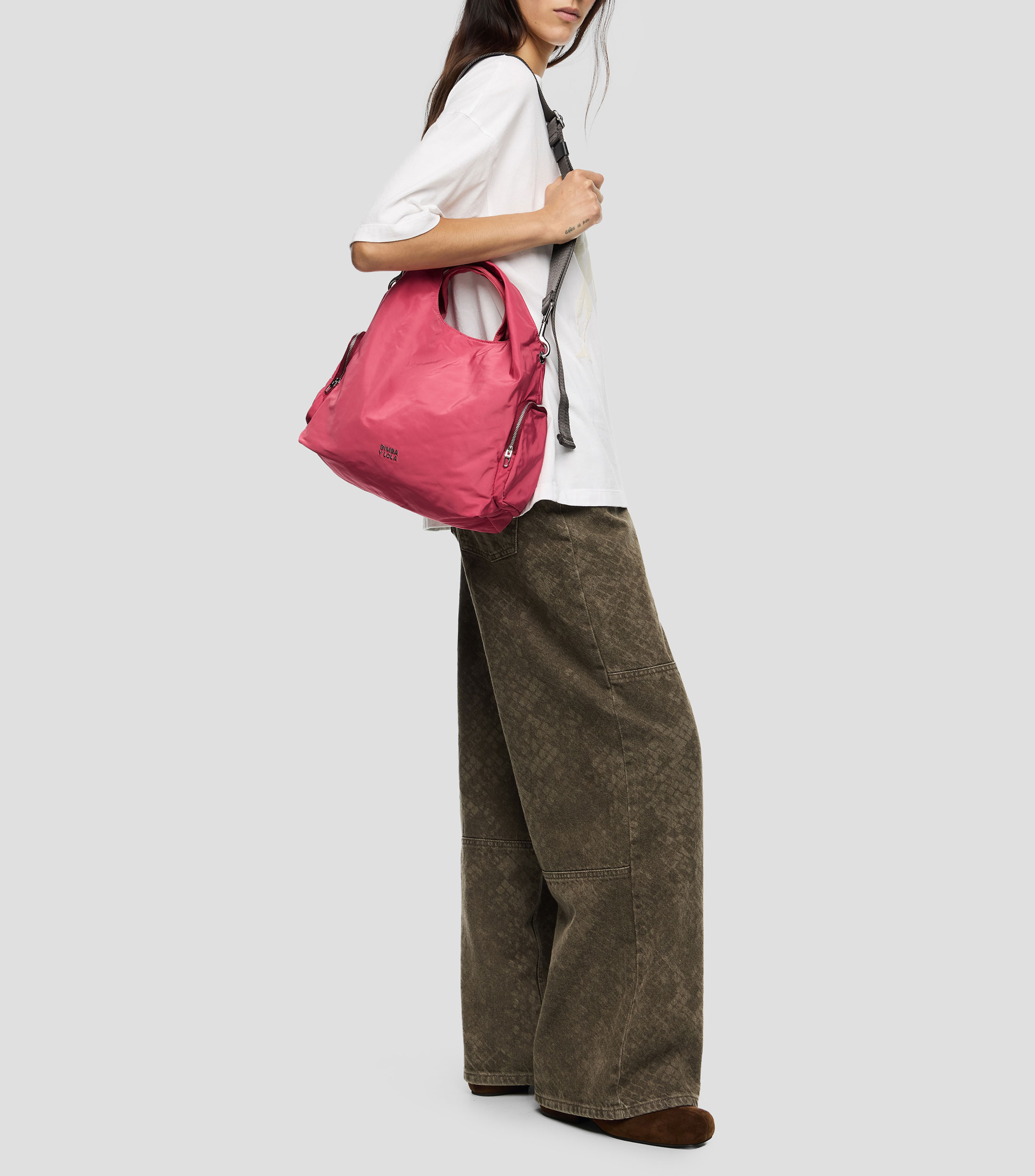 Bolsa Crossbody Paper pocket mediano rosa oscuro Mujer