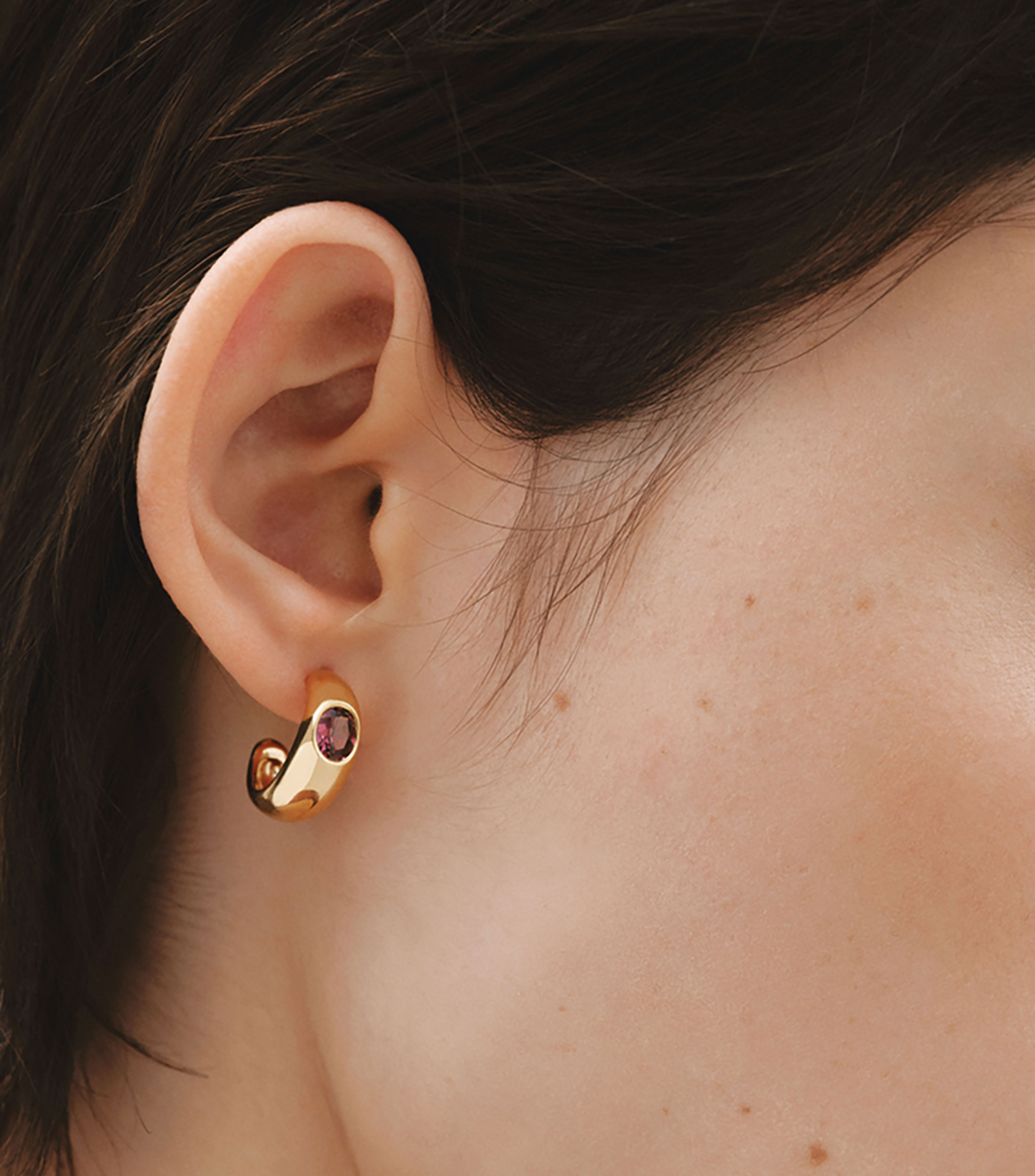 Pendientes en plata .925 con rodolitas rojas Mujer