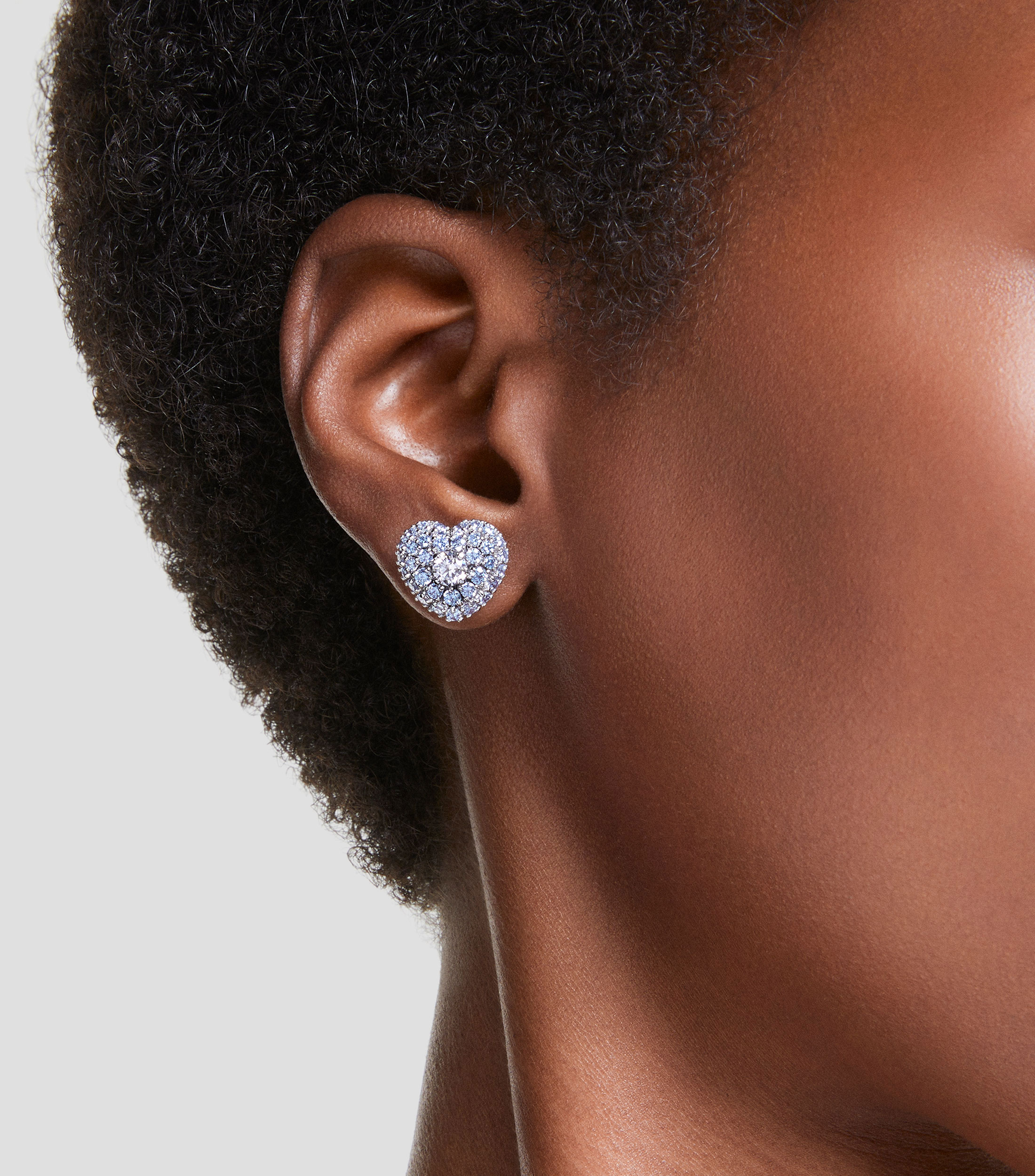 Aretes de boton Corazon azul Hyperbola Mujer