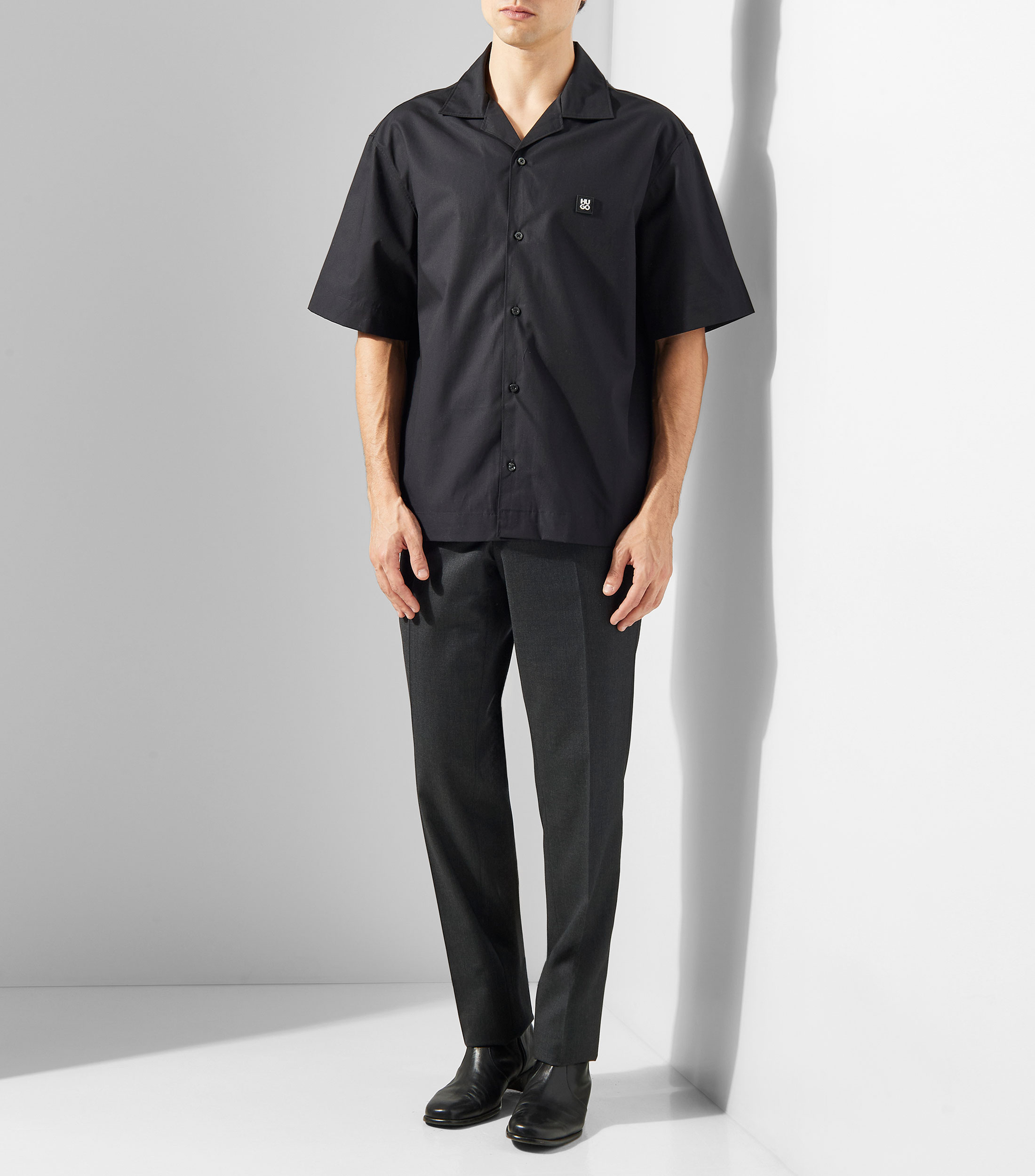 Camisa oversized fit en algodon con tacto de papel Hombre