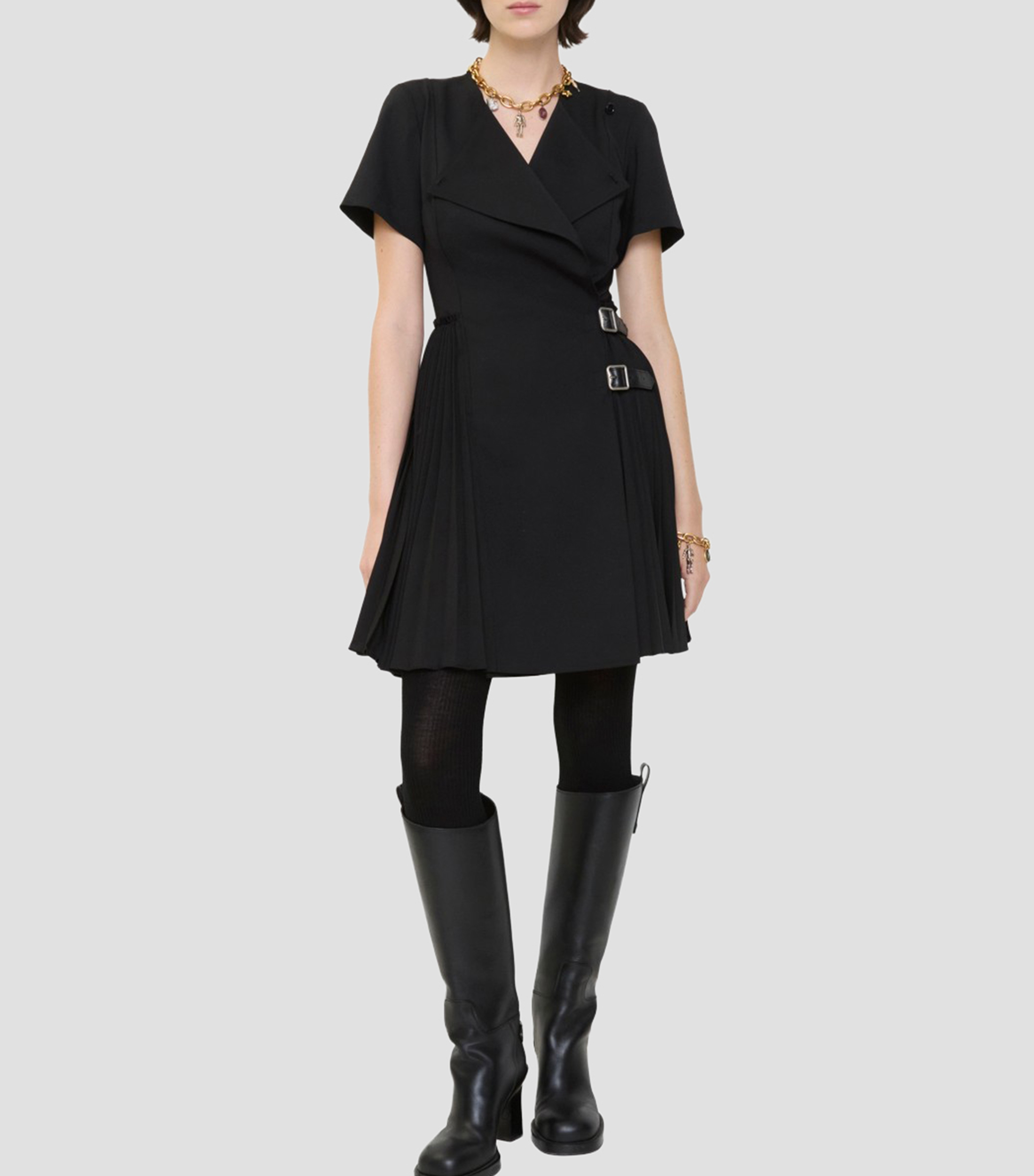 Vestido estilo falda escocesa mini liso Mujer