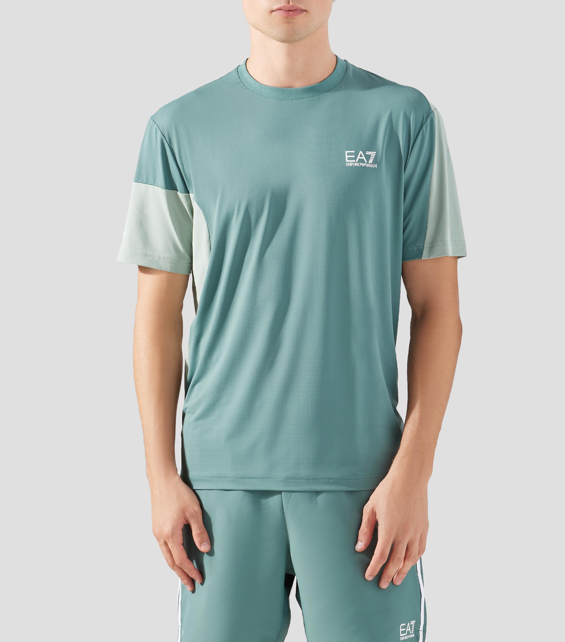 Playera cuello redondo manga corta con microdiseños Hombre