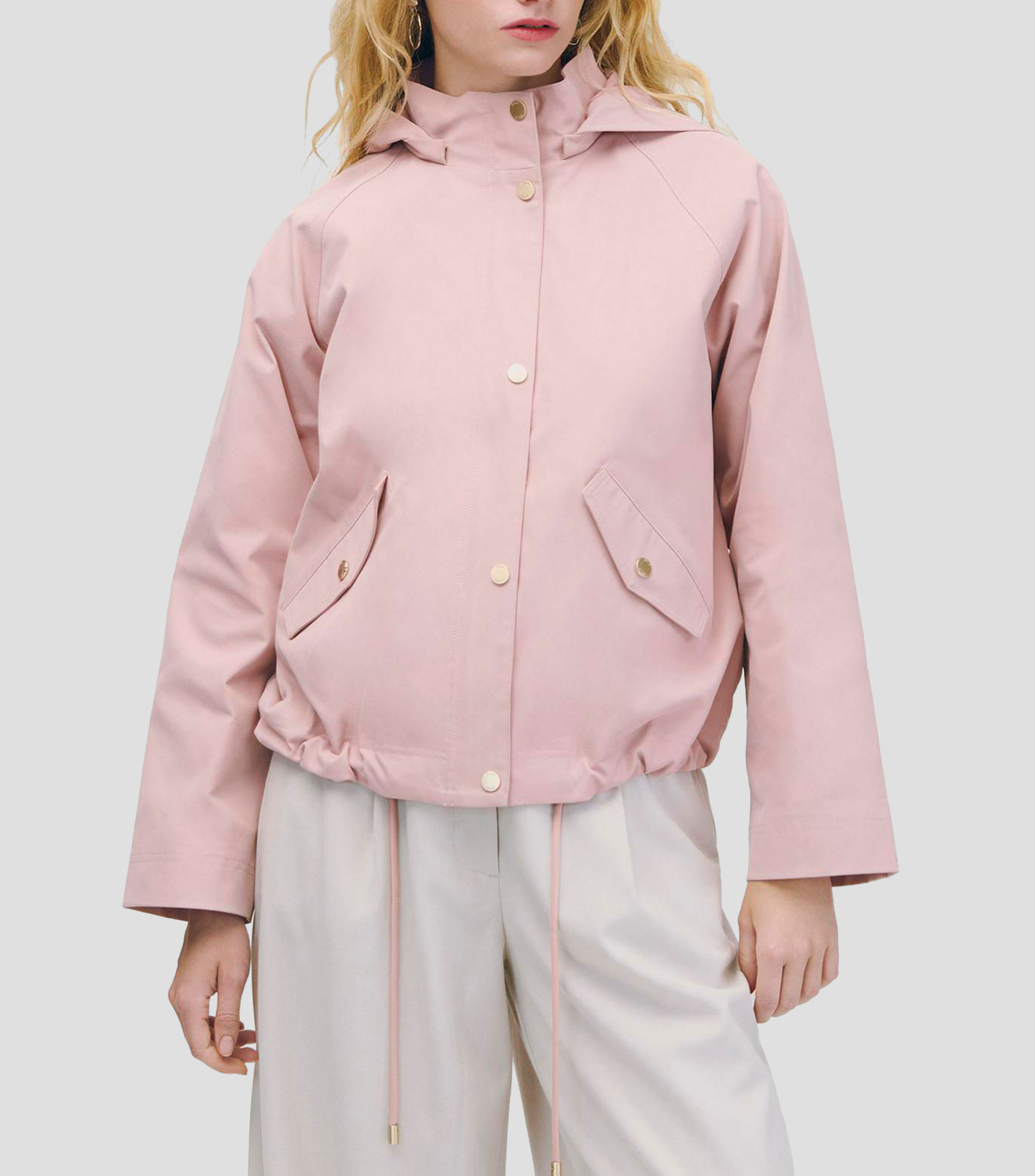 Chamarra Parka Palo De Rosa Capucha Desmontable Manga Ranglan Mujer
