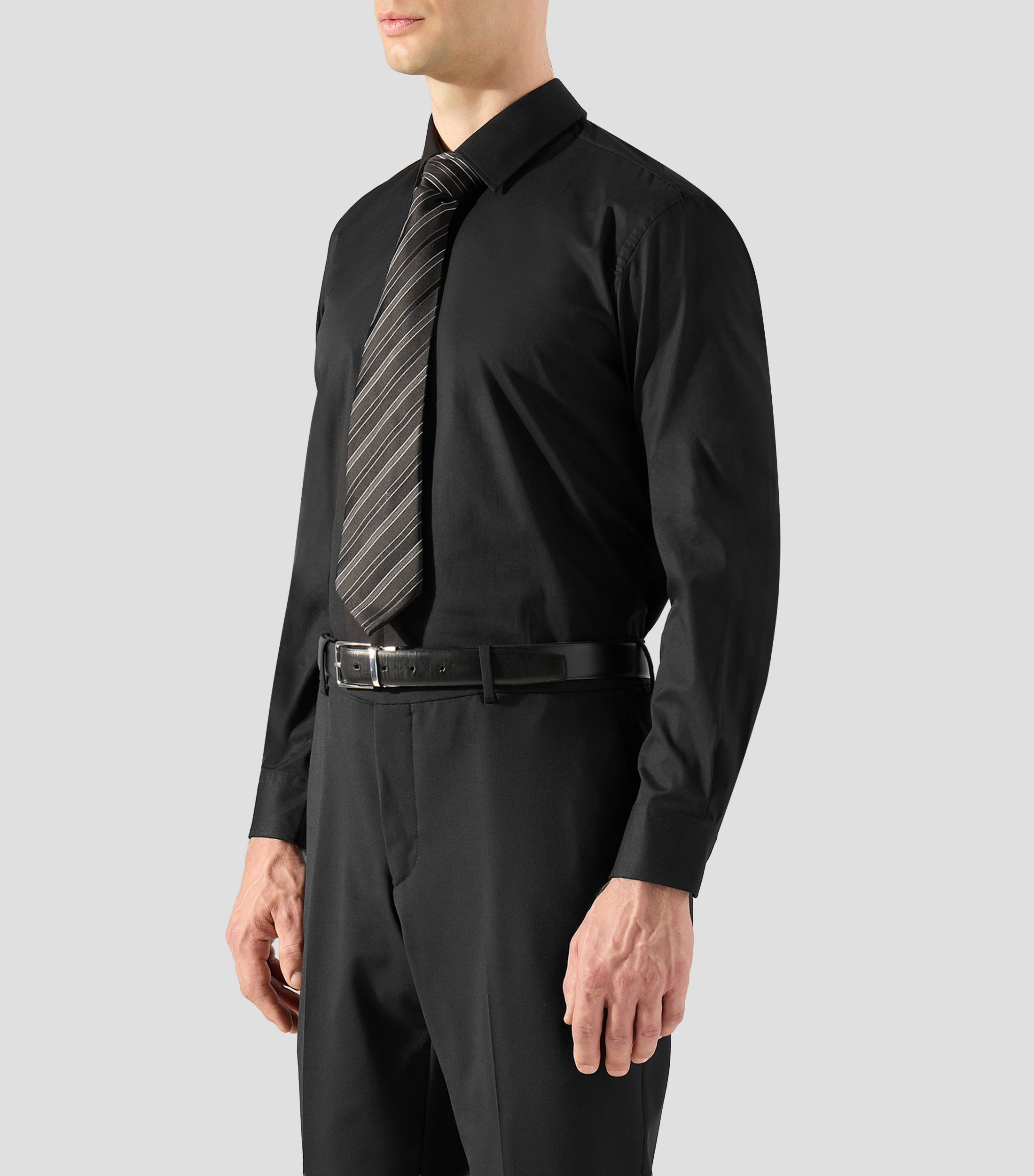 Camisa de vestir lisa con manga larga Hombre