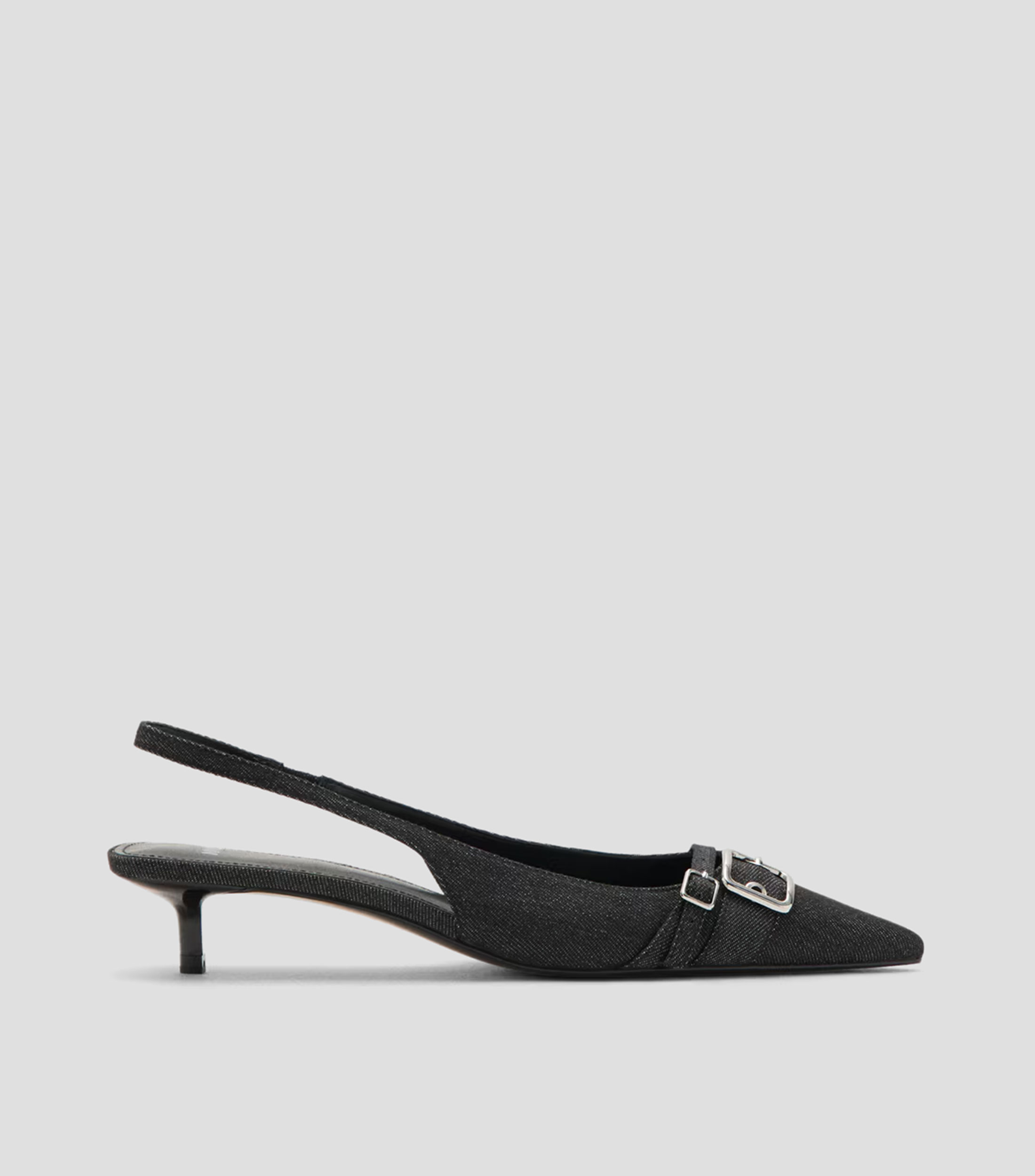 Zapatillas slingback con tacón bajo y delgado Mujer