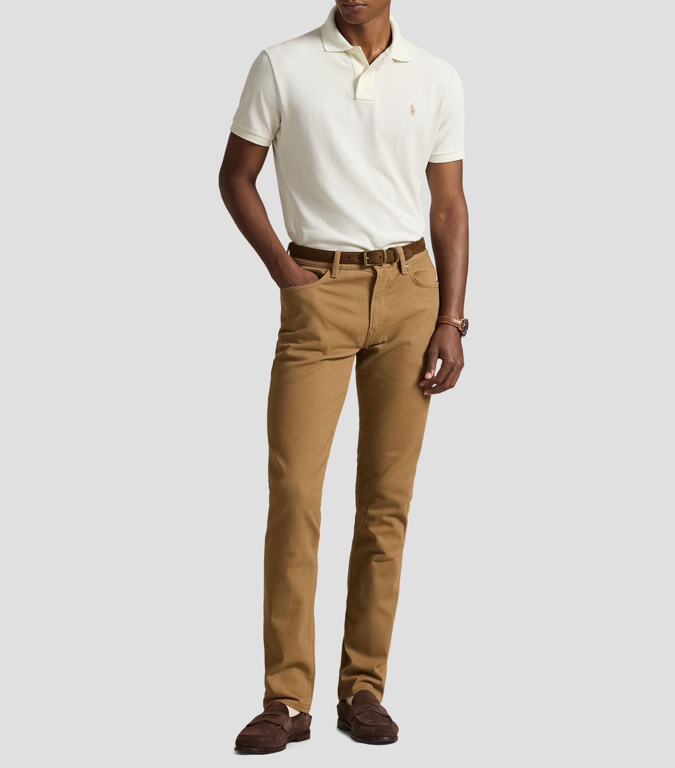 Playera polo manga corta sólida Hombre