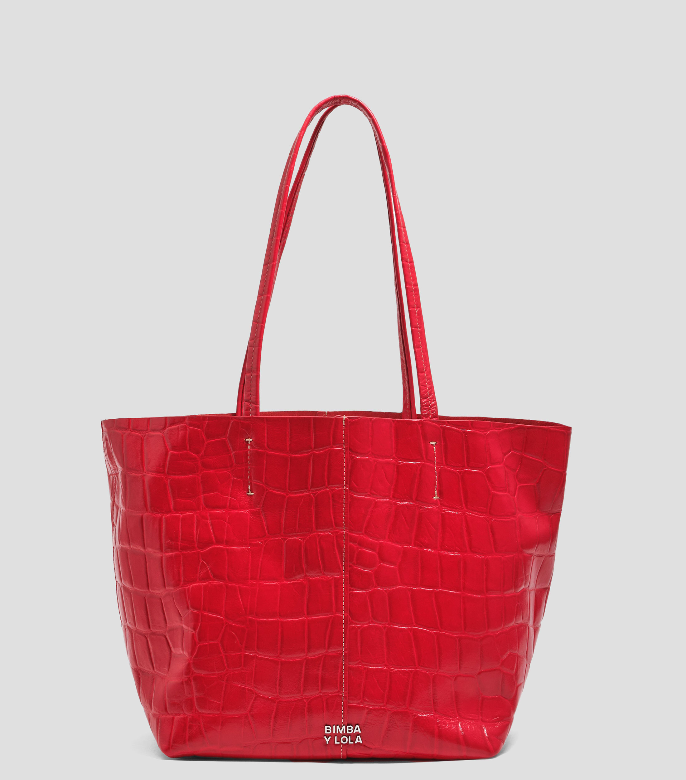 Bolsa tote mediana piel roja Mujer