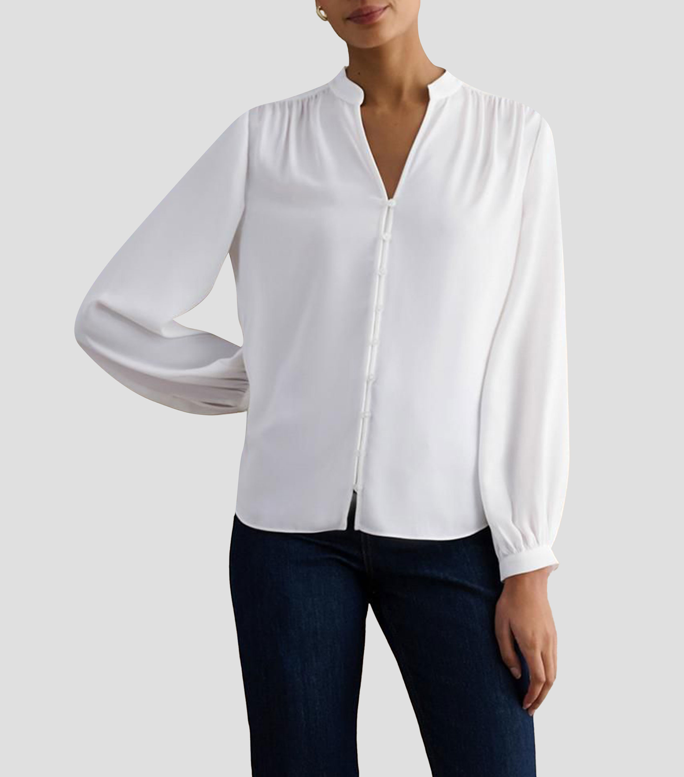 Blusa lisa manga larga Mujer
