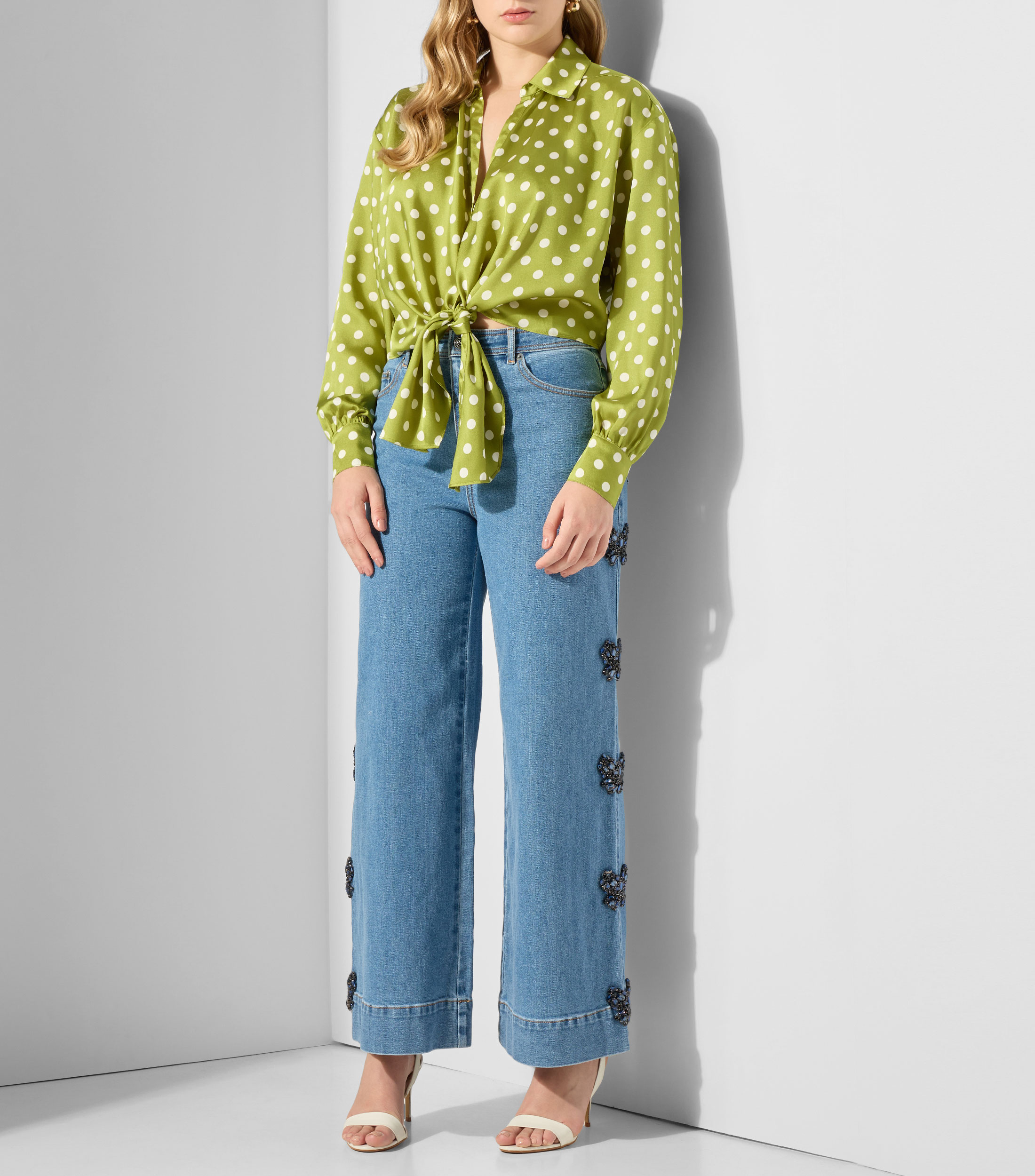 Blusa estampada manga larga Mujer