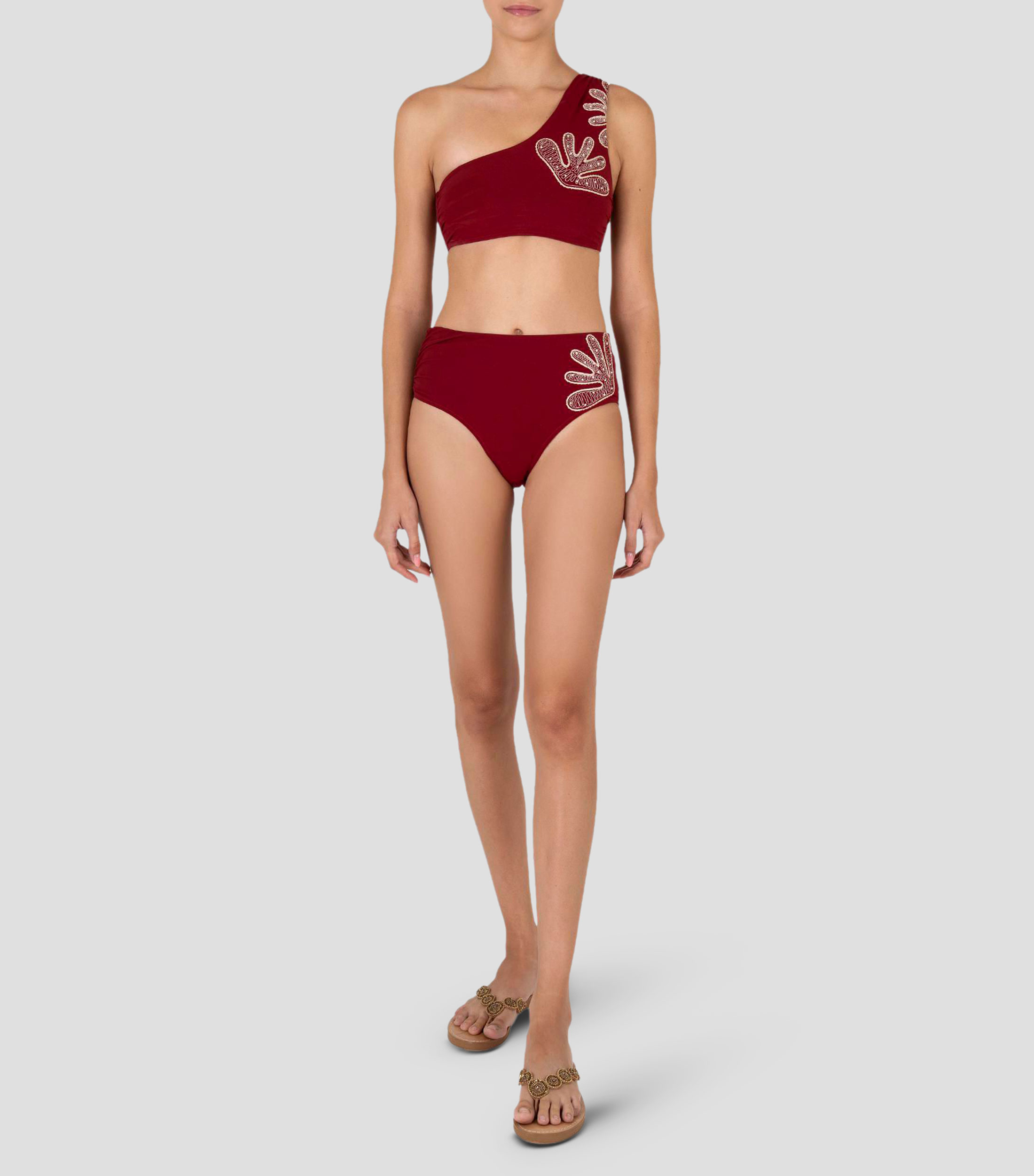Bikini top asimétrico Caraiba con bordado Mujer