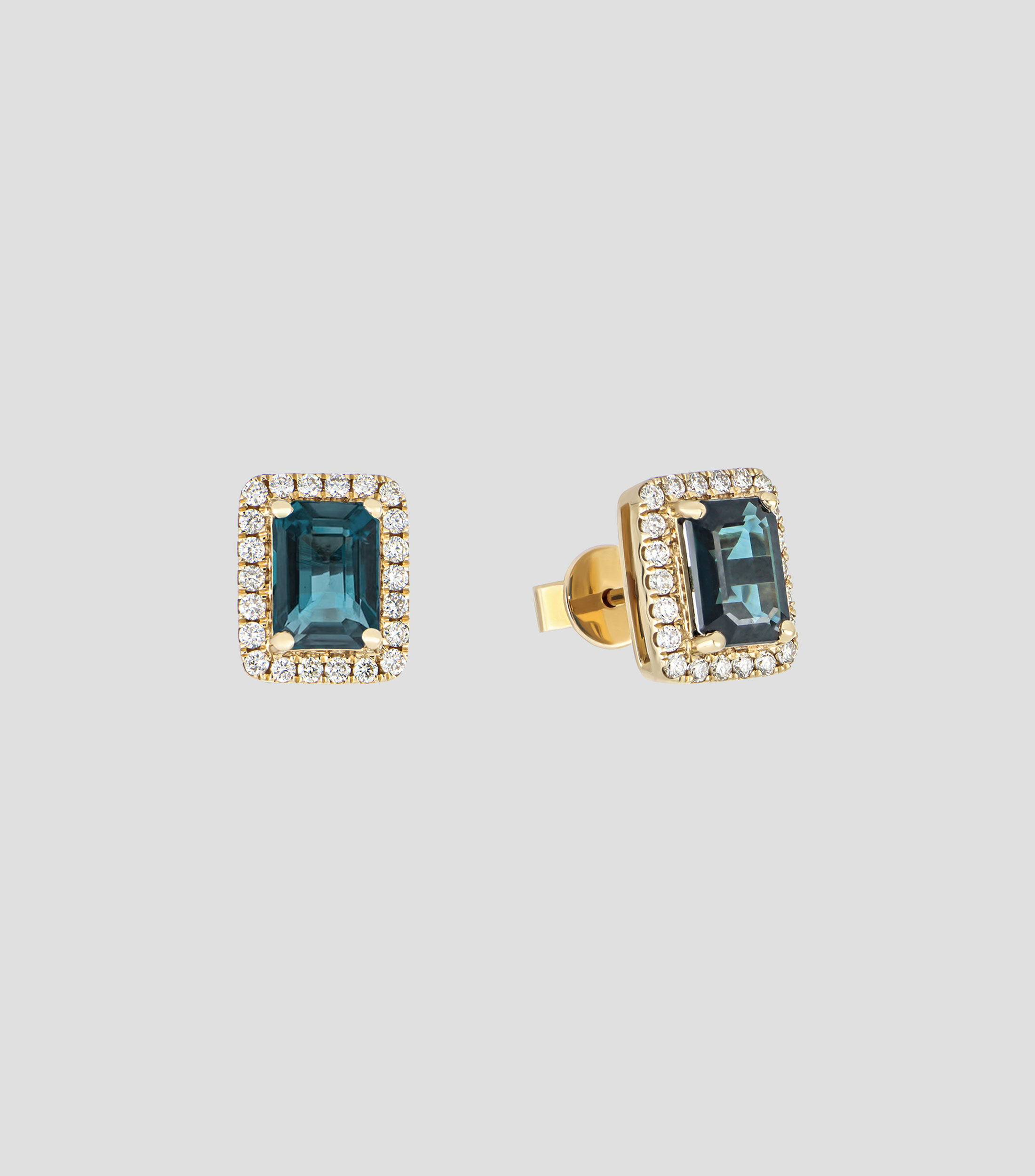 Broqueles en oro amarillo de 14 kilates con zafiro y diamantes Mujer