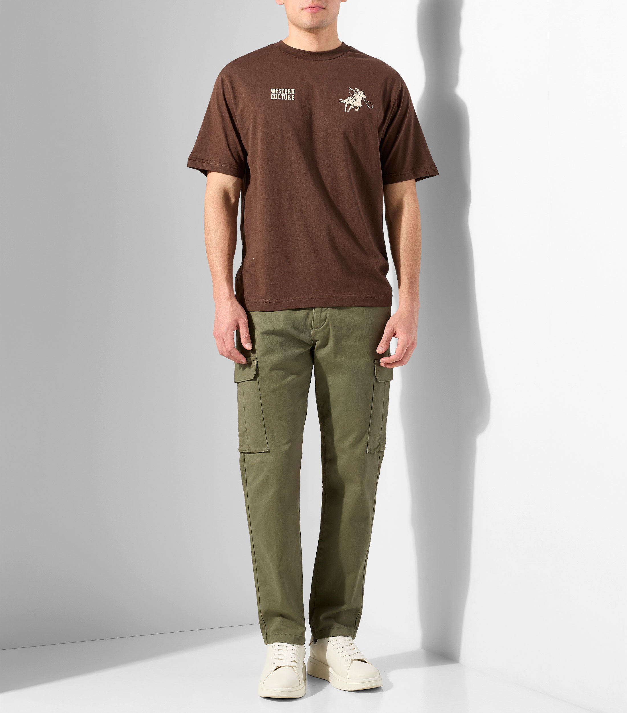 Playera cuello redondo manga corta estampada Hombre