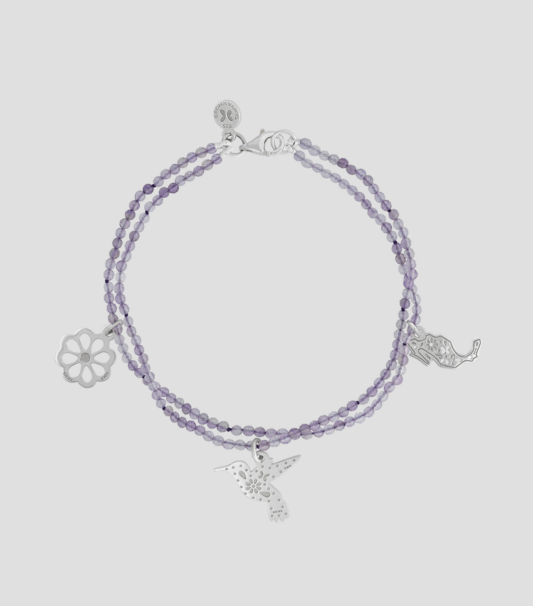 Pulsera en plata con amatistas Mexicanizado Mujer