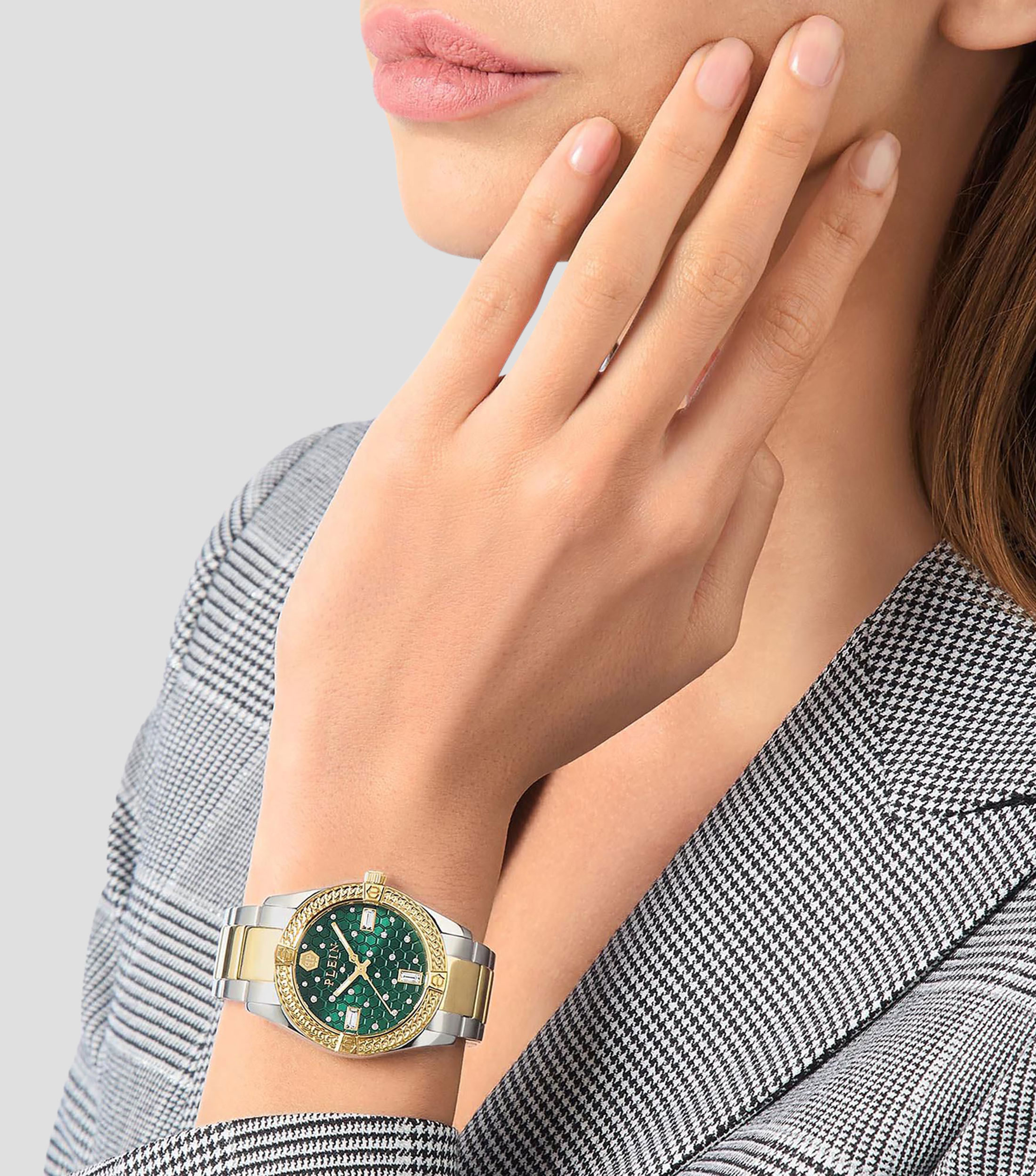 Reloj para mujer The Plein Icon Chain De vestir, Dorado, Gris