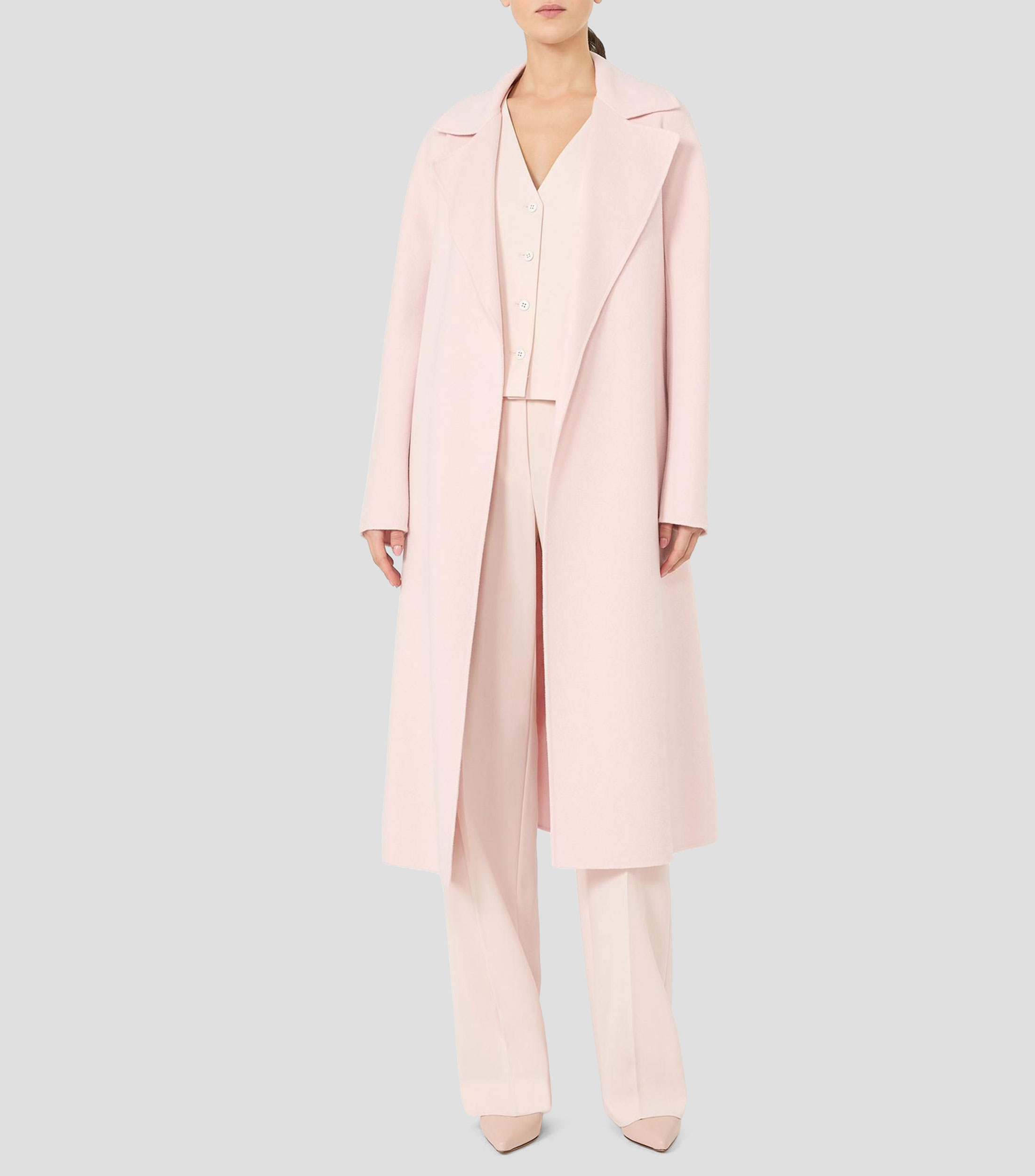Gabardina larga con cinta Mujer