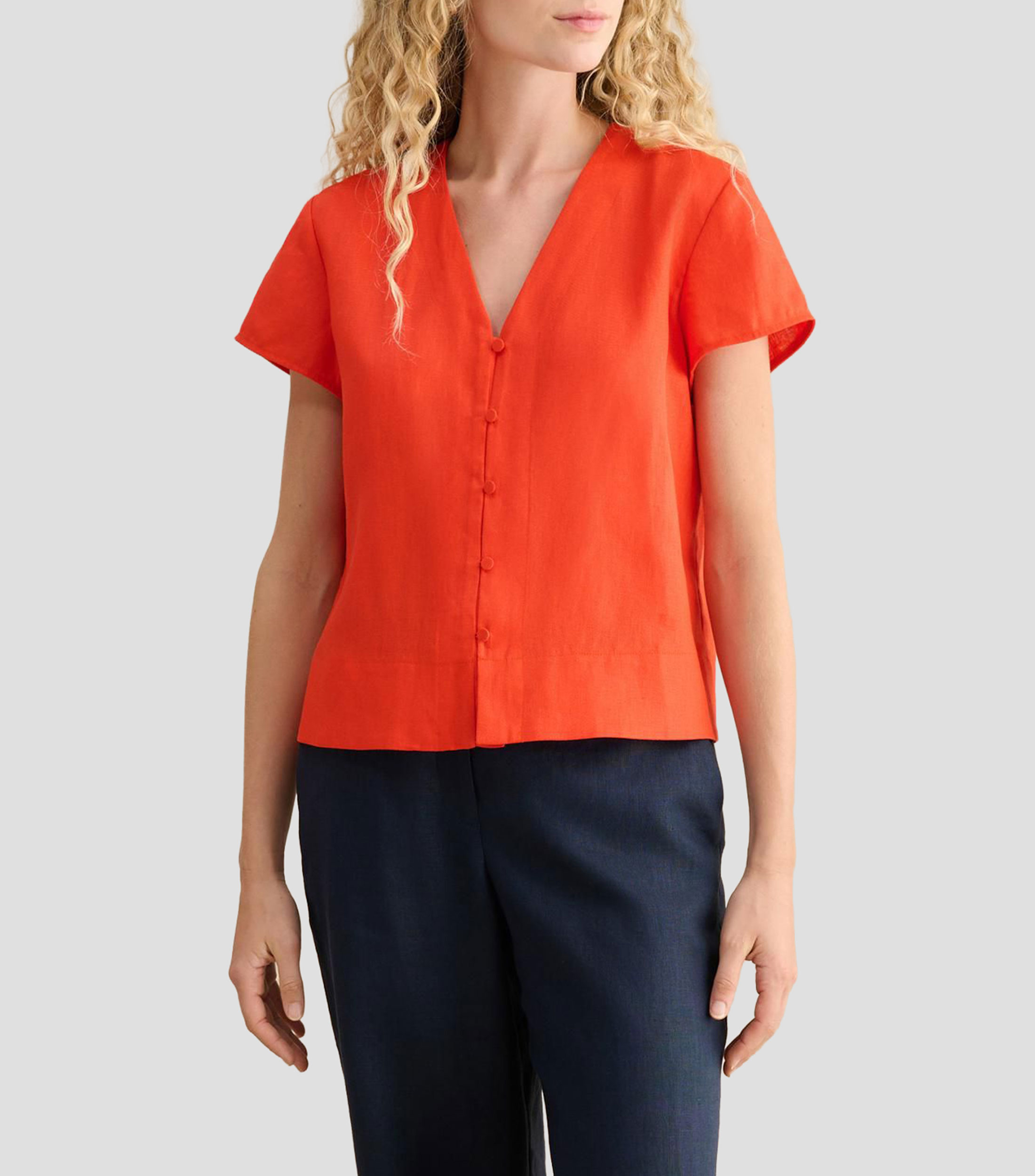 Blusa lisa manga corta Mujer