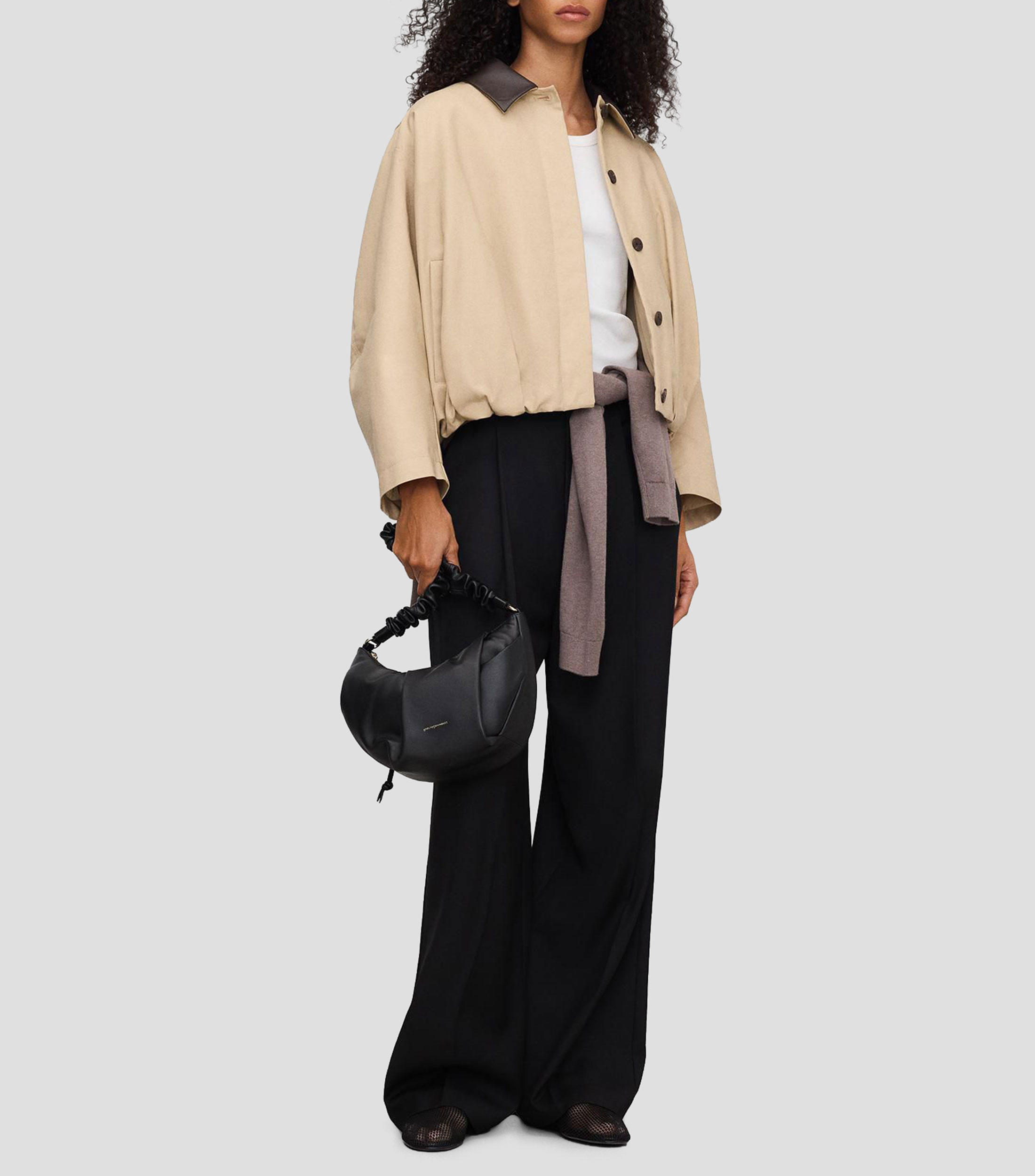 Bolsa shoulder en piel liso Mujer