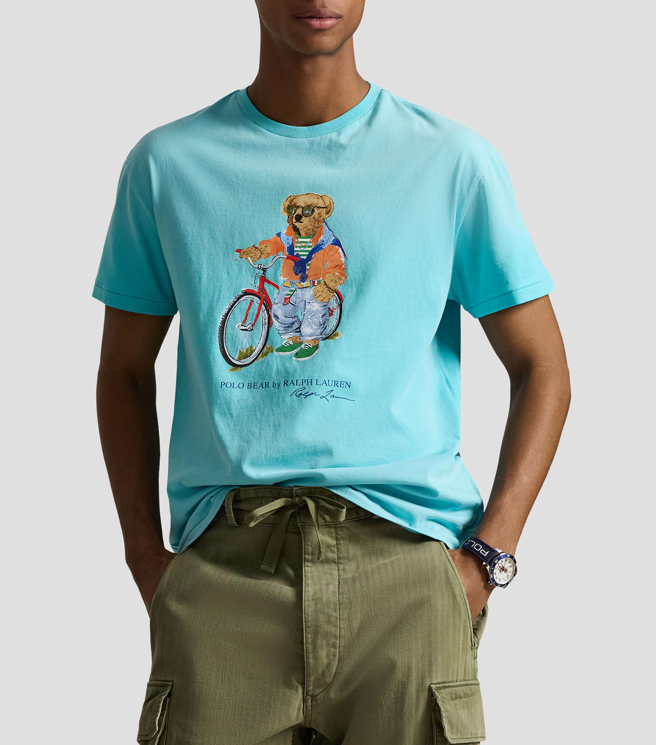 Playera cuello redondo manga corta estampada Hombre