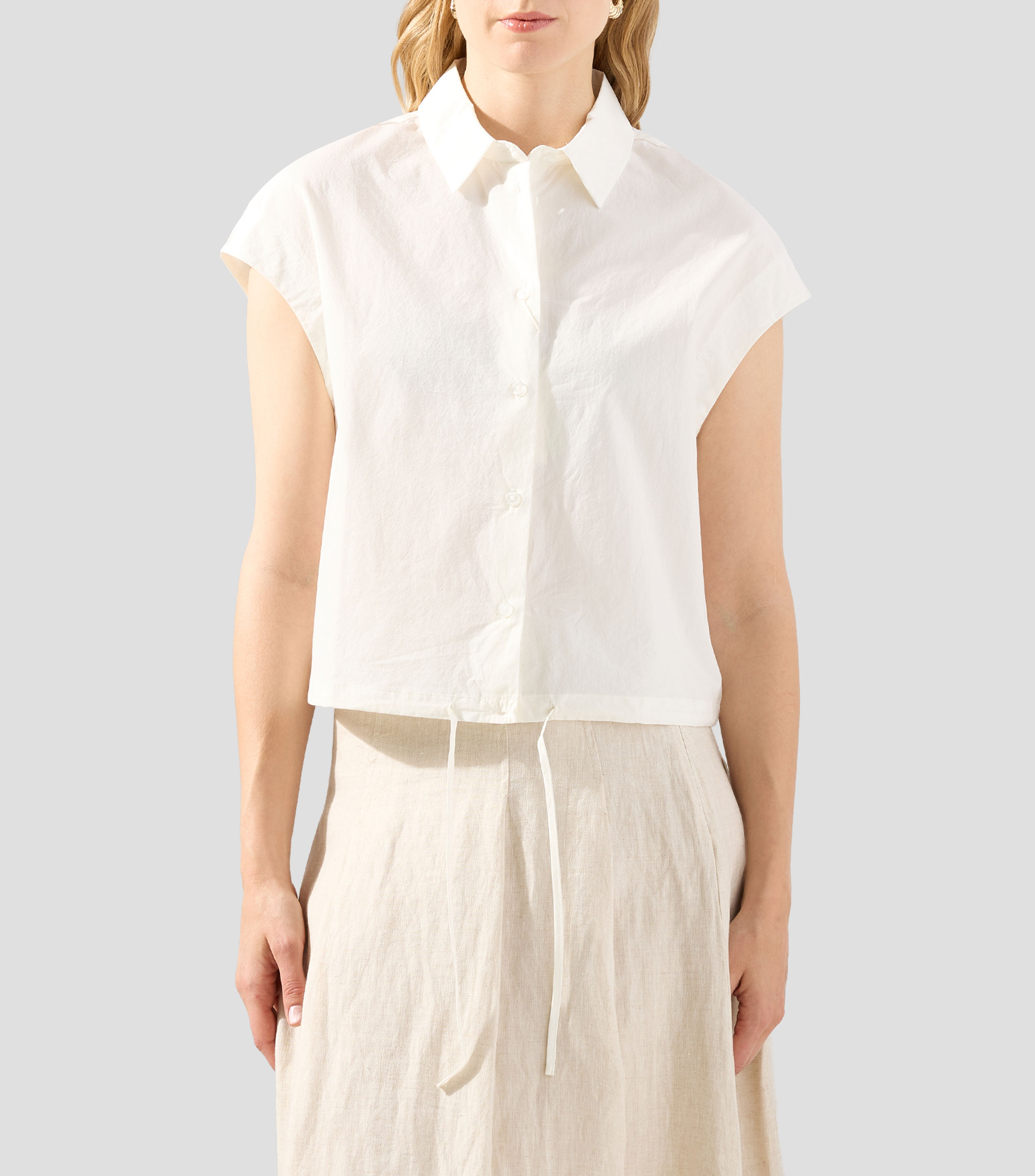 Blusa lisa manga corta Mujer