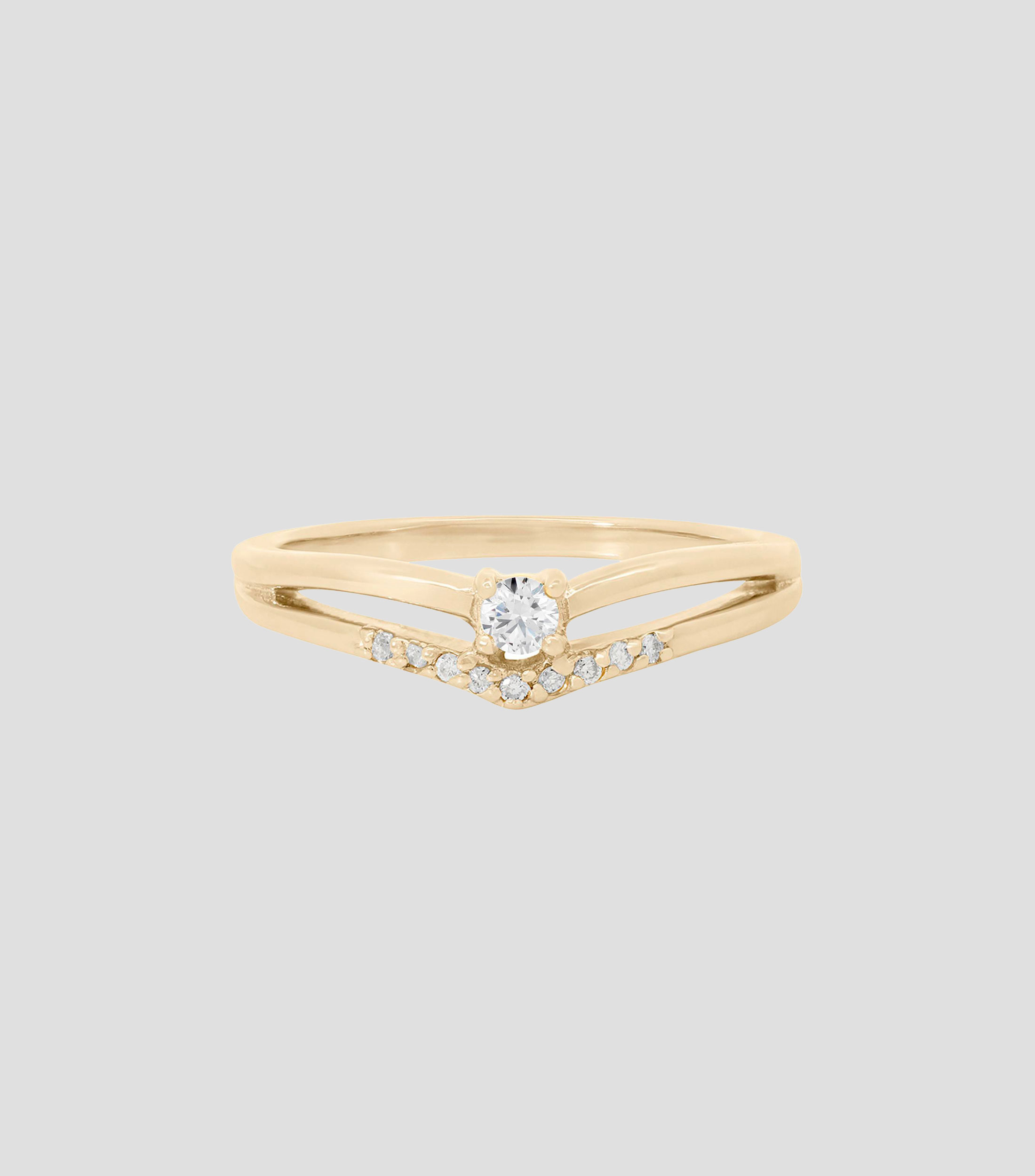 Anillo Promesa con Incrustaciones en Oro de 14 Kilates Mujer