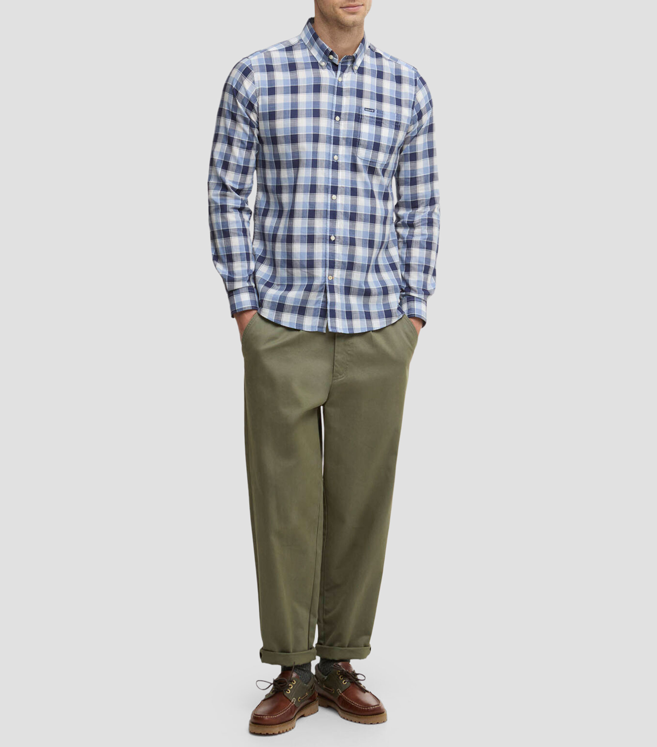 Camisa a cuadros manga larga Hombre
