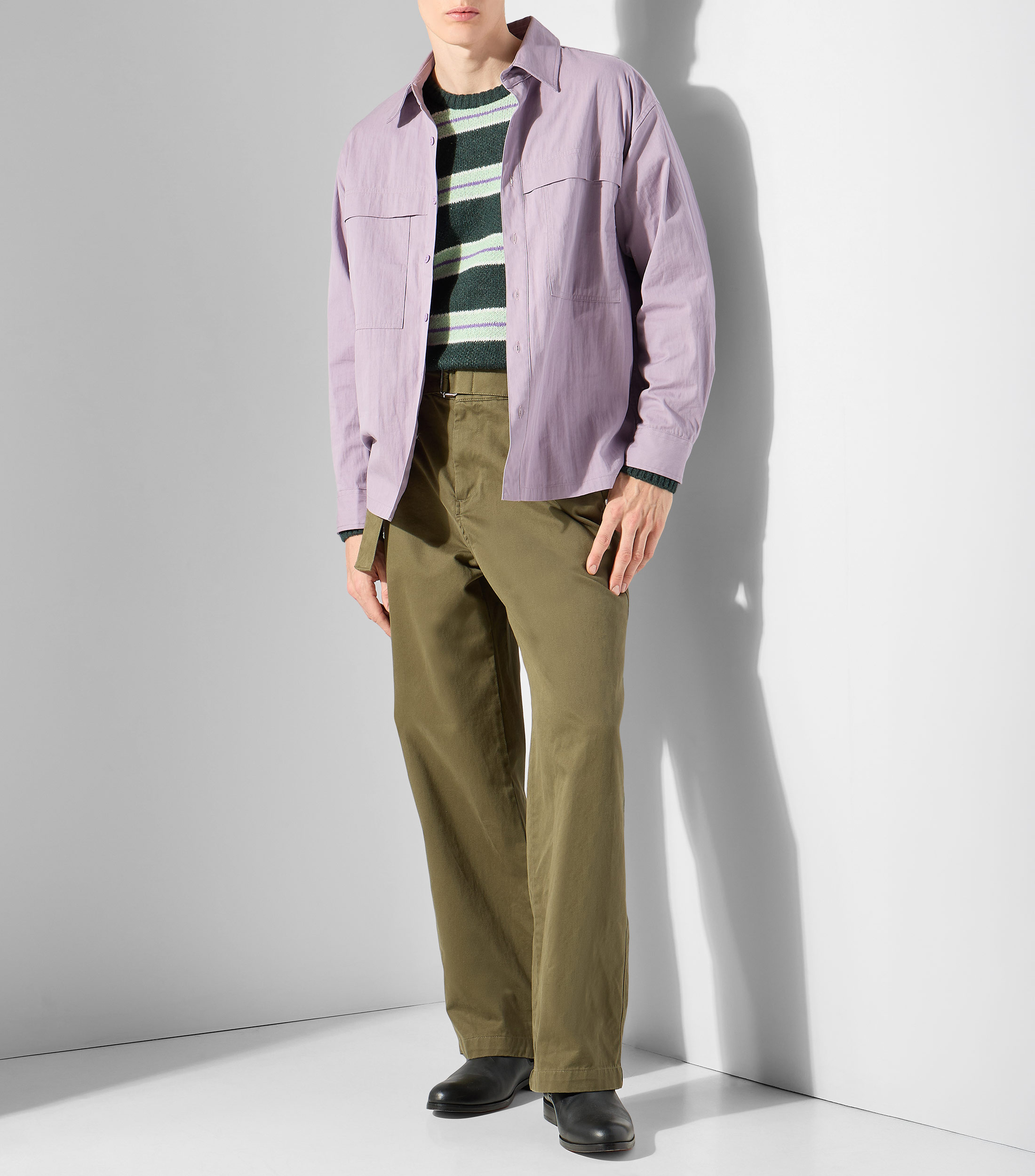Camisa sólida manga larga Hombre